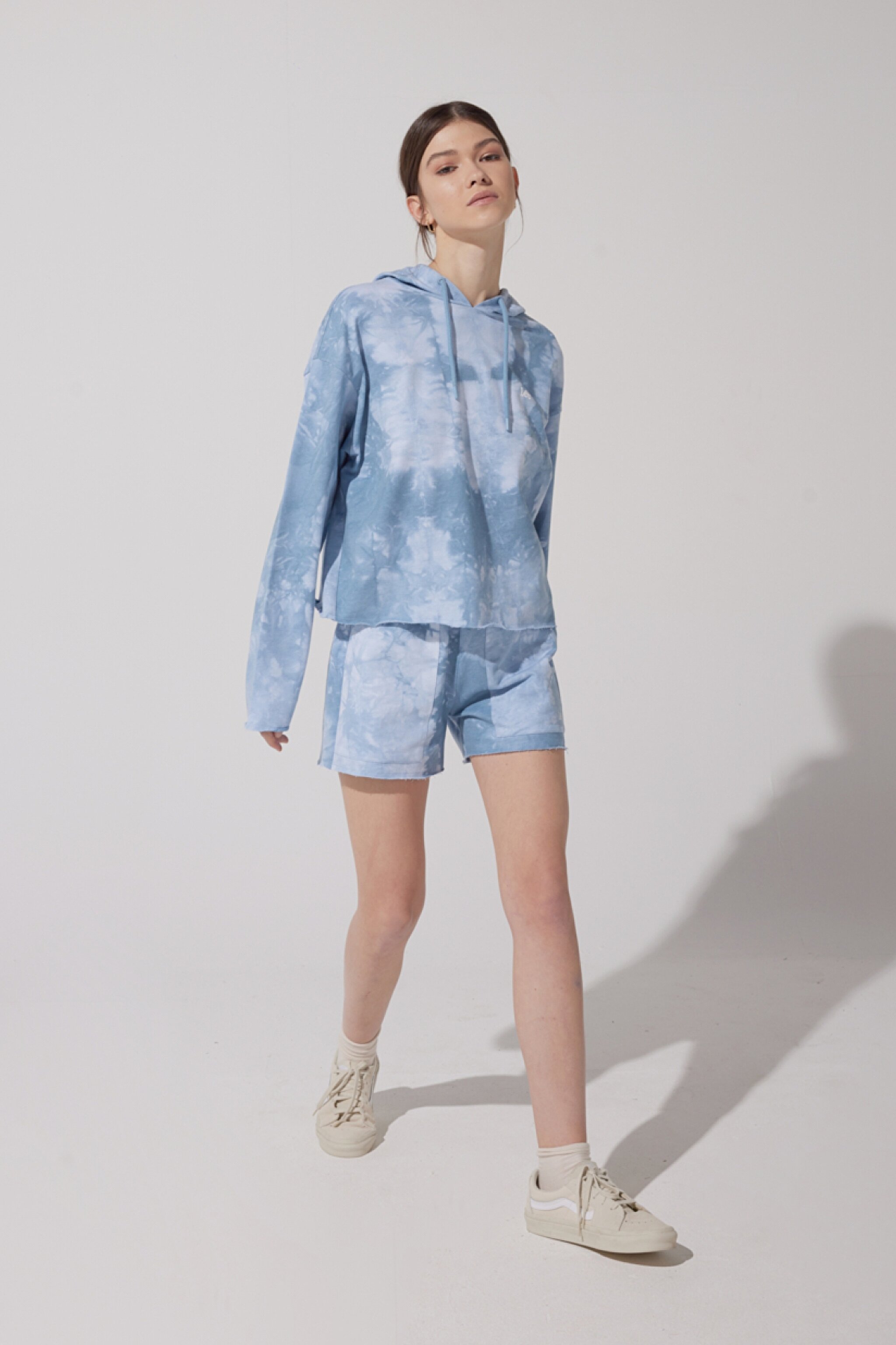 Regular Fit Normal Kesim %100 Pamuk Kapüşonlu Yaka Desenli Sweatshirt - Blue-L231230400 (görsel 5)