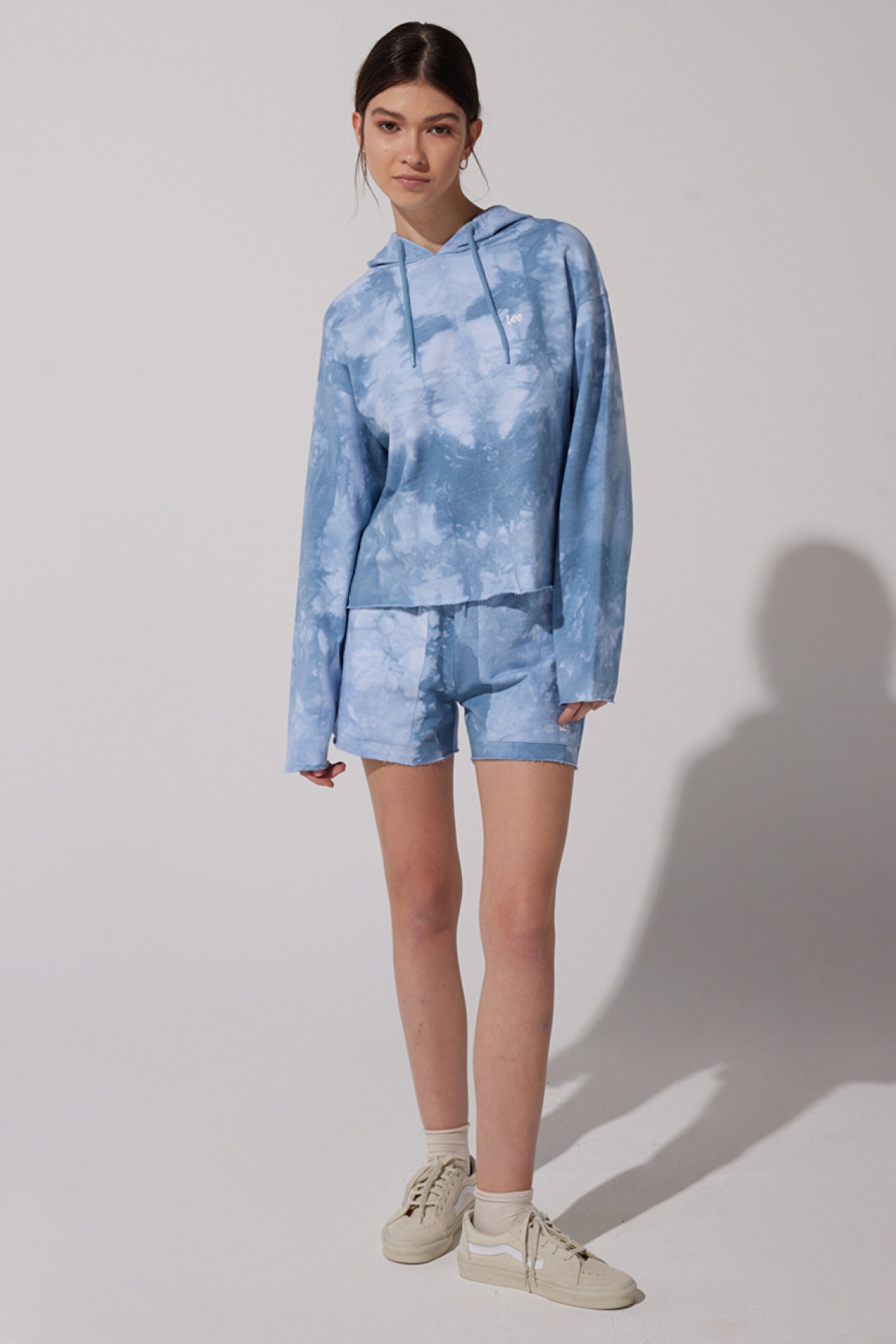 Regular Fit Normal Kesim %100 Pamuk Lastikli Bel Desenli Sweat Şort - Blue-L231231400 (görsel 6)
