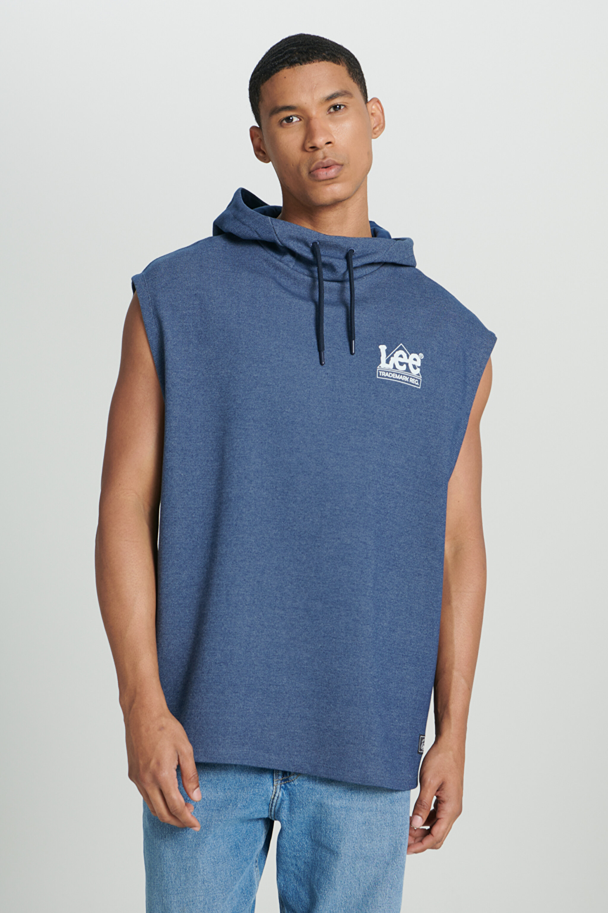 Regular Fit Normal Kesim Kapüşonlu Yaka Kolsuz Lacivert Sweatshirt - Navy-L231252410 (görsel 3)