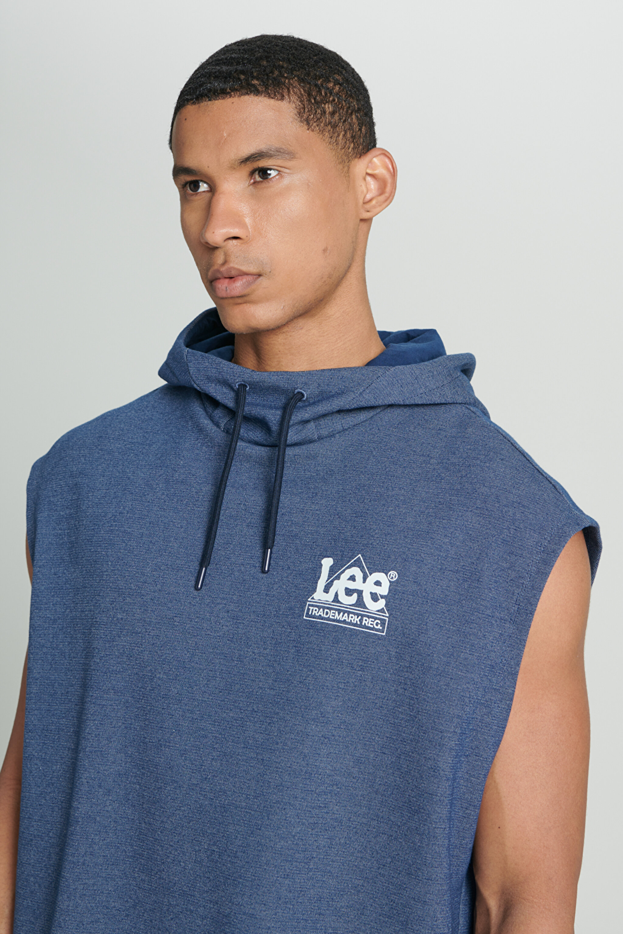 Regular Fit Normal Kesim Kapüşonlu Yaka Kolsuz Lacivert Sweatshirt - Navy-L231252410 (görsel 4)