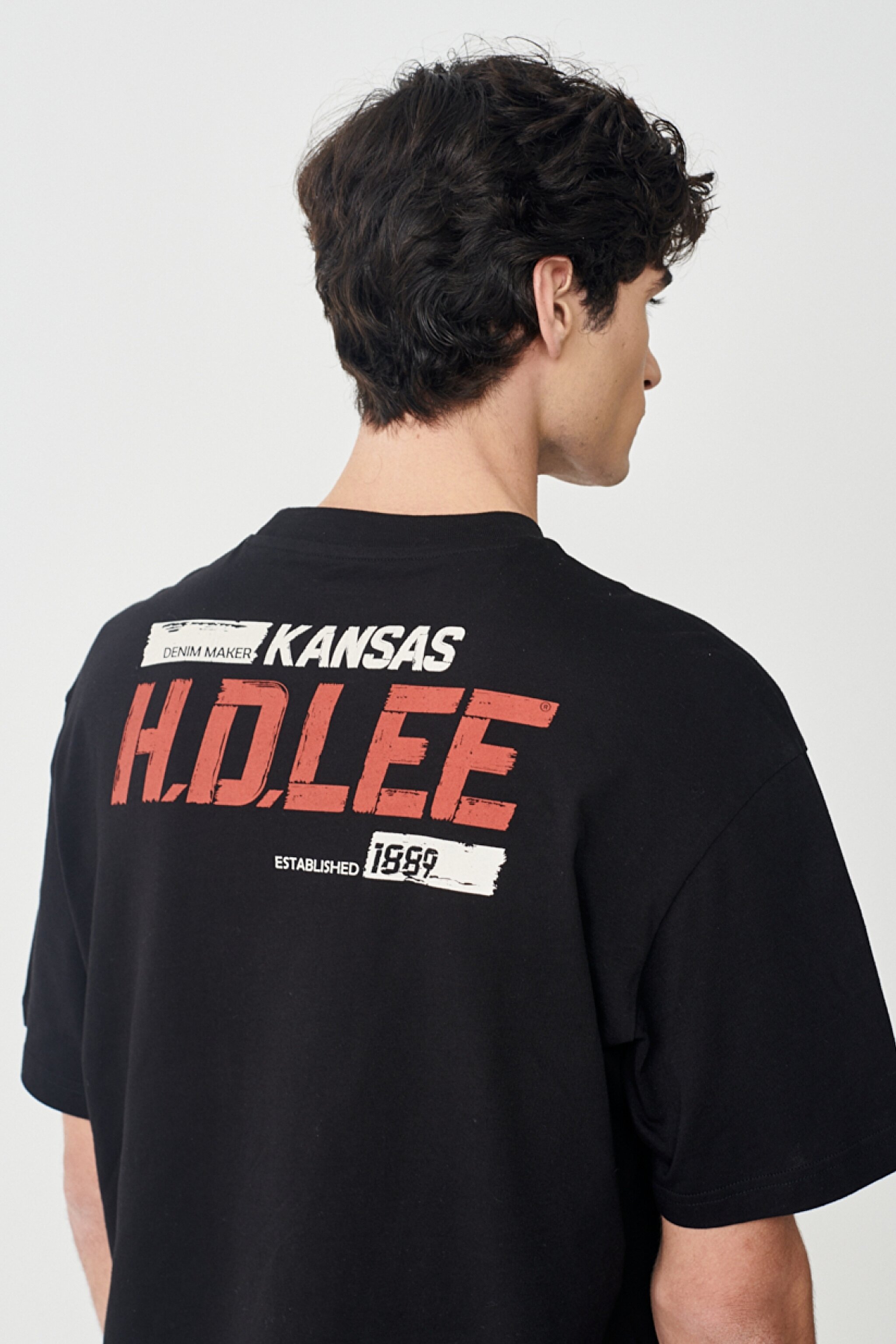Loose Fit Rahat Kesim %100 Pamuk Bisiklet Yaka Siyah Tişört - Black-L231260001 (görsel 2)
