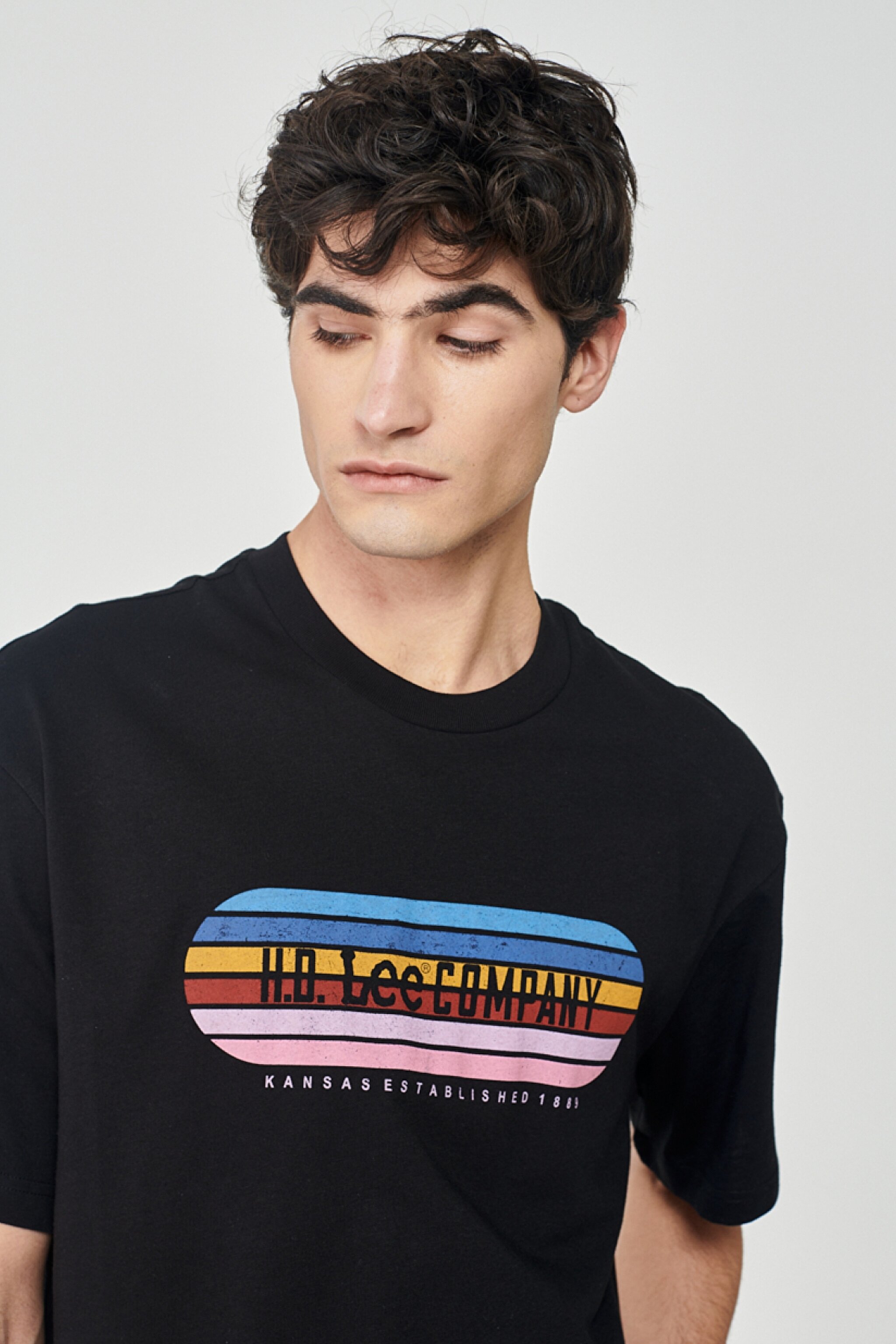 Loose Fit Rahat Kesim %100 Pamuk Bisiklet Yaka Siyah Tişört - Black-L231292001 (görsel 3)
