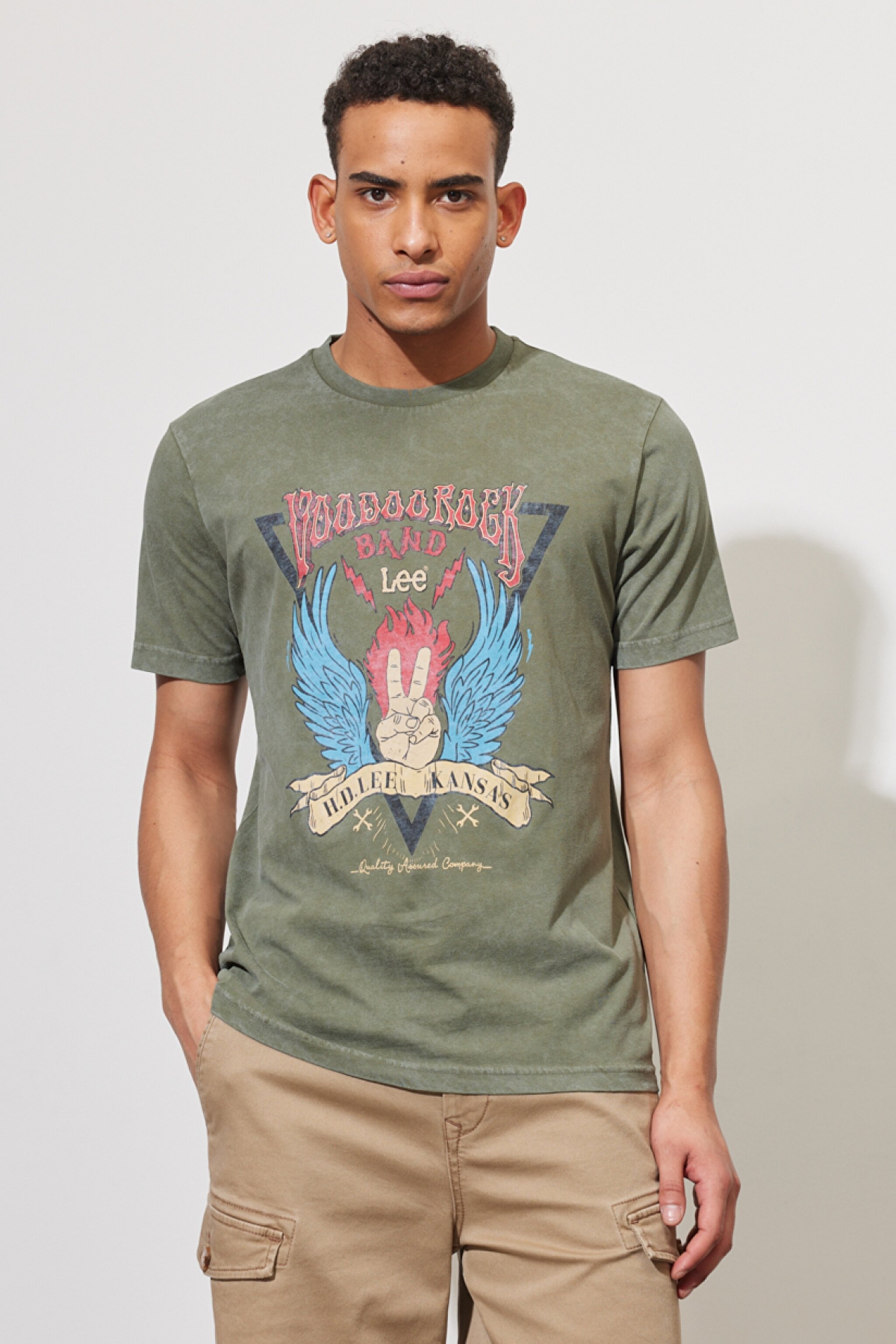Regular Fit Normal Kesim %100 Pamuk Bisiklet Yaka Yeşil Tişört - Olive-L231297308