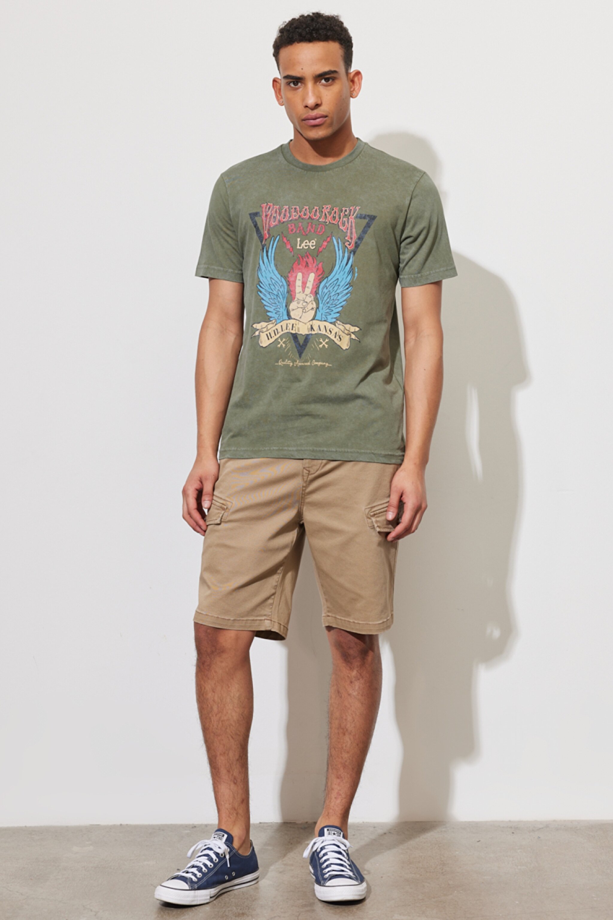 Regular Fit Normal Kesim %100 Pamuk Bisiklet Yaka Yeşil Tişört - Olive-L231297308 (görsel 5)
