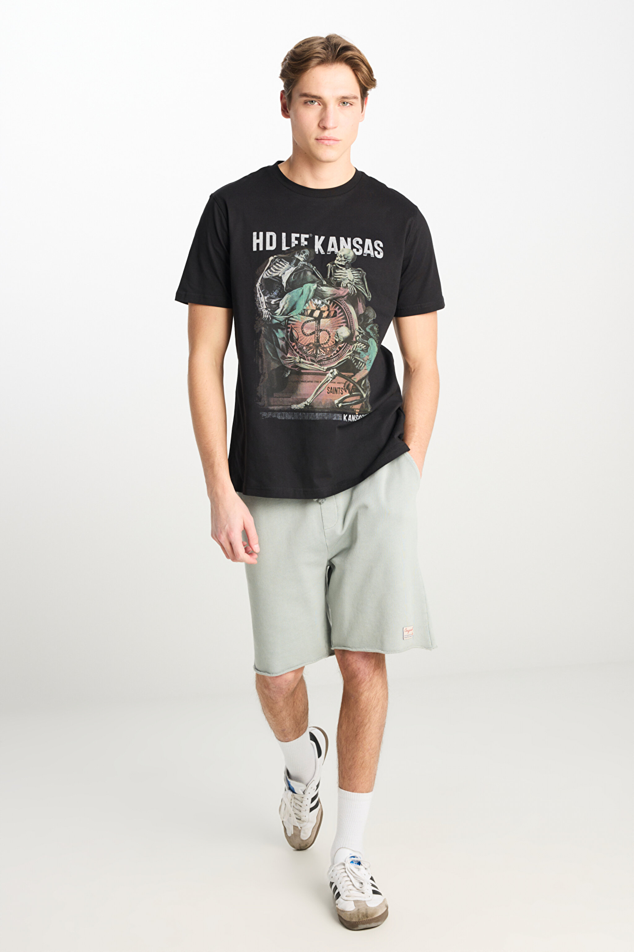 Regular Fit Normal Kesim %100 Pamuk Bisiklet Yaka Siyah Tişört - Black-L231311001 (görsel 3)