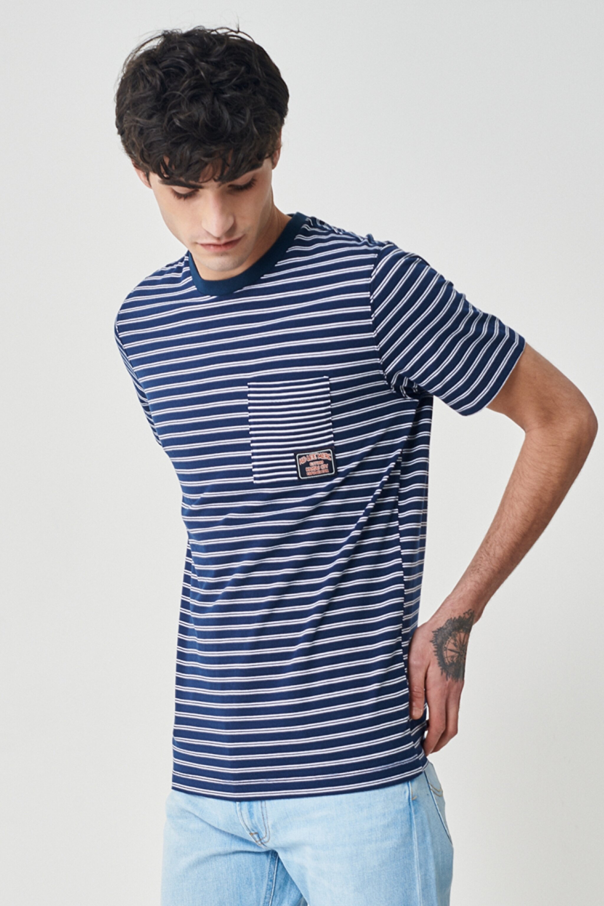 Regular Fit Normal Kesim %100 Pamuk Bisiklet Yaka Lacivert Tişört - Navy-L231318410 (görsel 2)