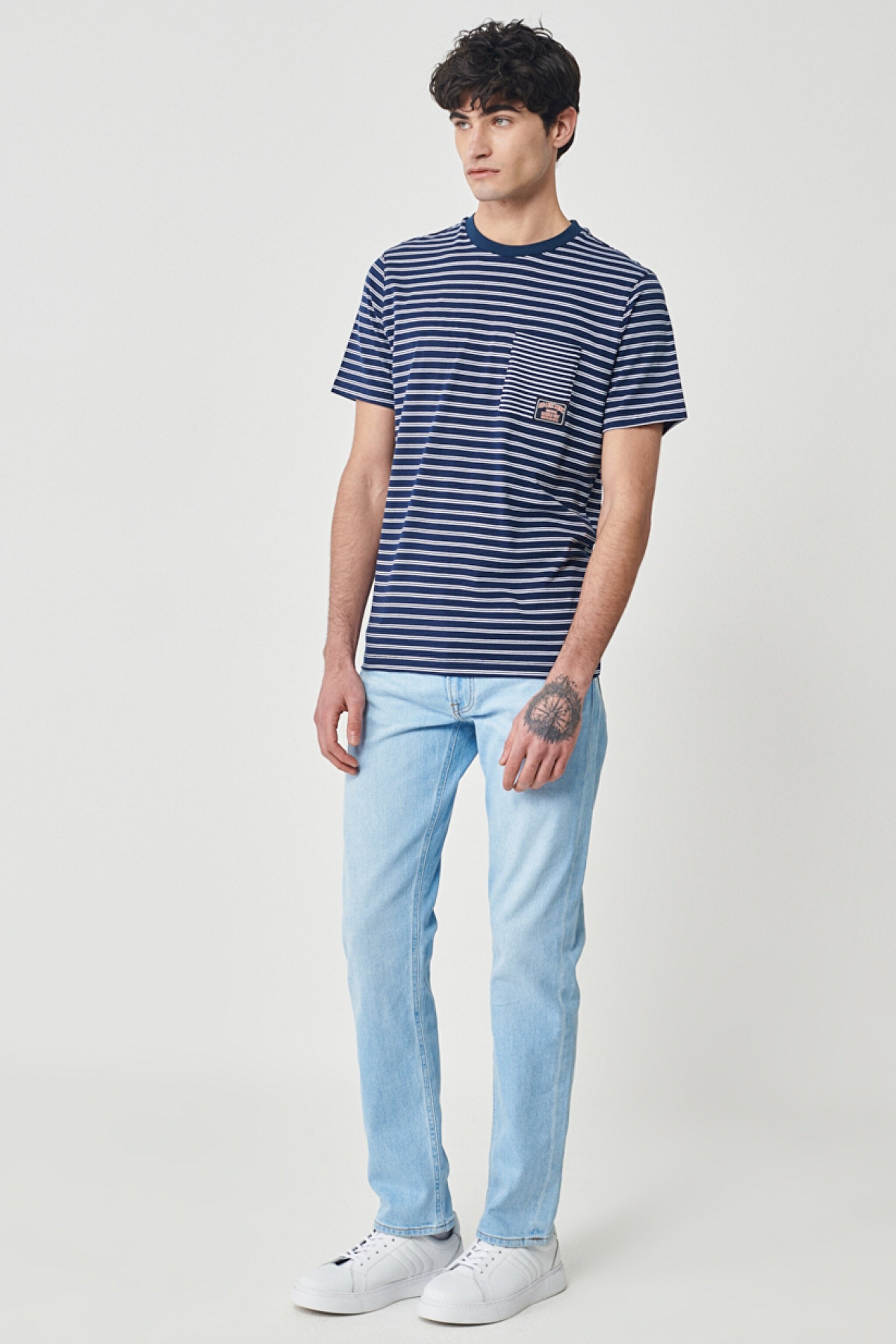 Regular Fit Normal Kesim %100 Pamuk Bisiklet Yaka Lacivert Tişört - Navy-L231318410 (görsel 4)