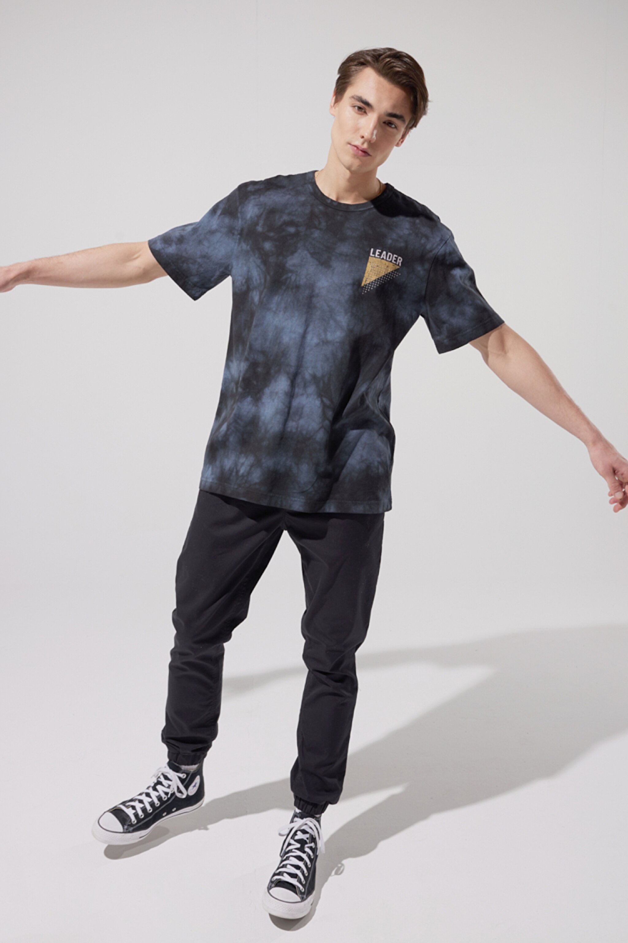 Loose Fit Rahat Kesim %100 Pamuk Bisiklet Yaka Tişört - Multi-L231333900