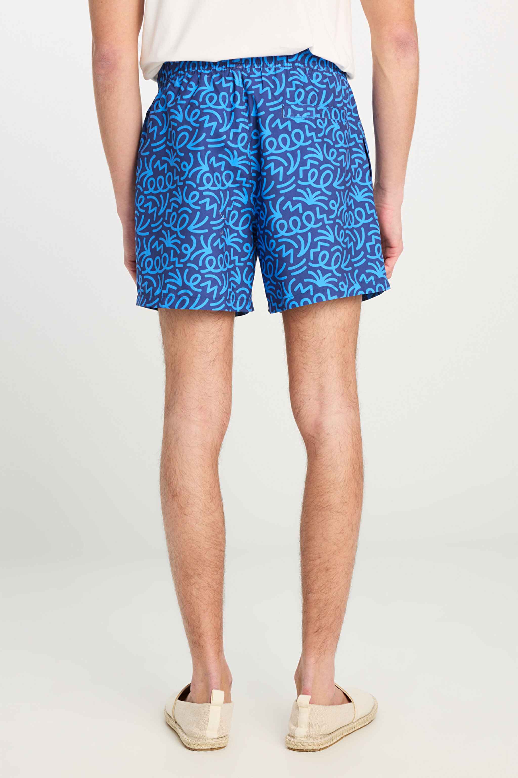 Regular Fit Normal Kesim Normal Bel Lacivert Desenli Deniz Şortu - Navy-L231338410 (görsel 5)