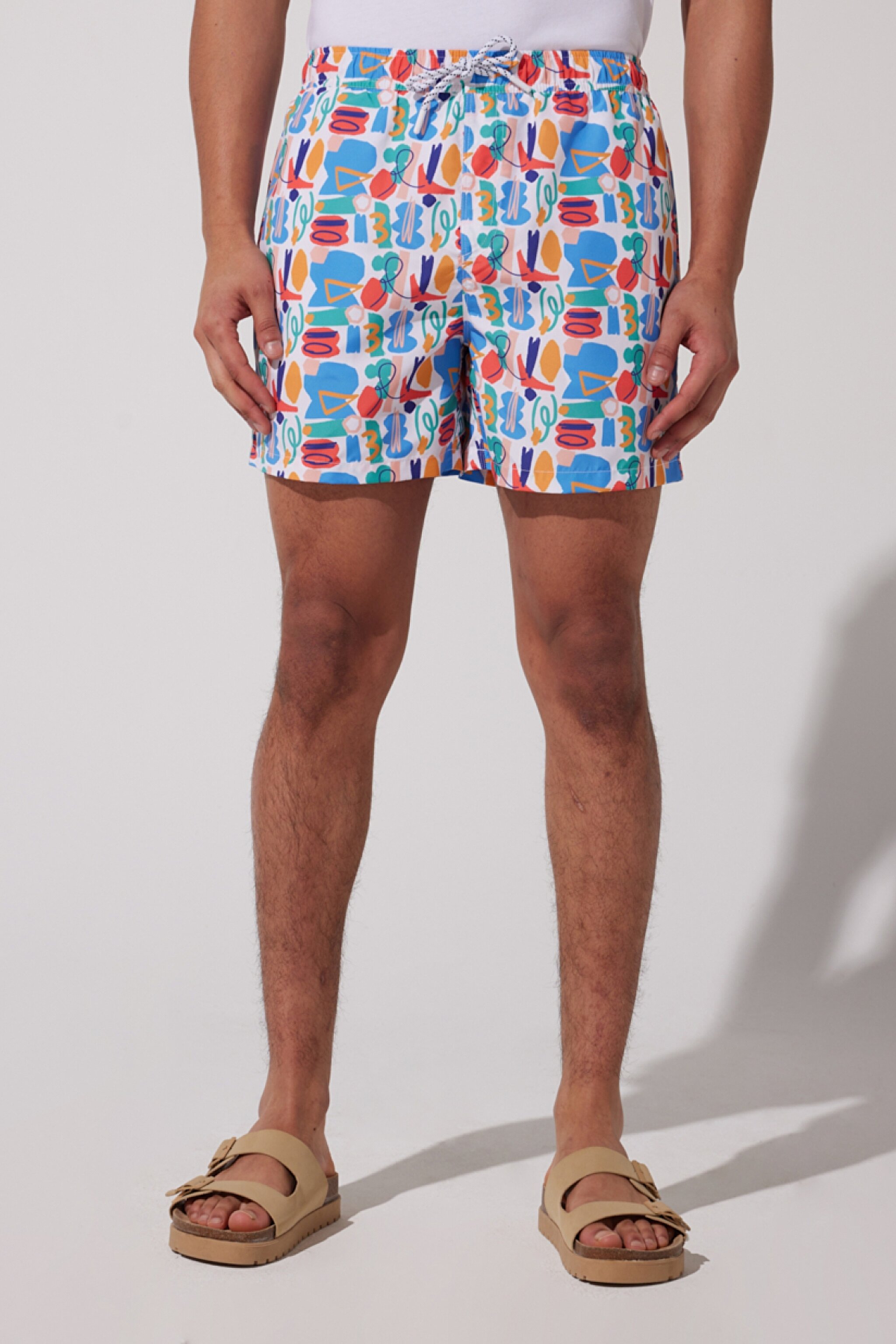 Regular Fit Normal Kesim Normal Bel Desenli Deniz Şortu - Multi-L231339900