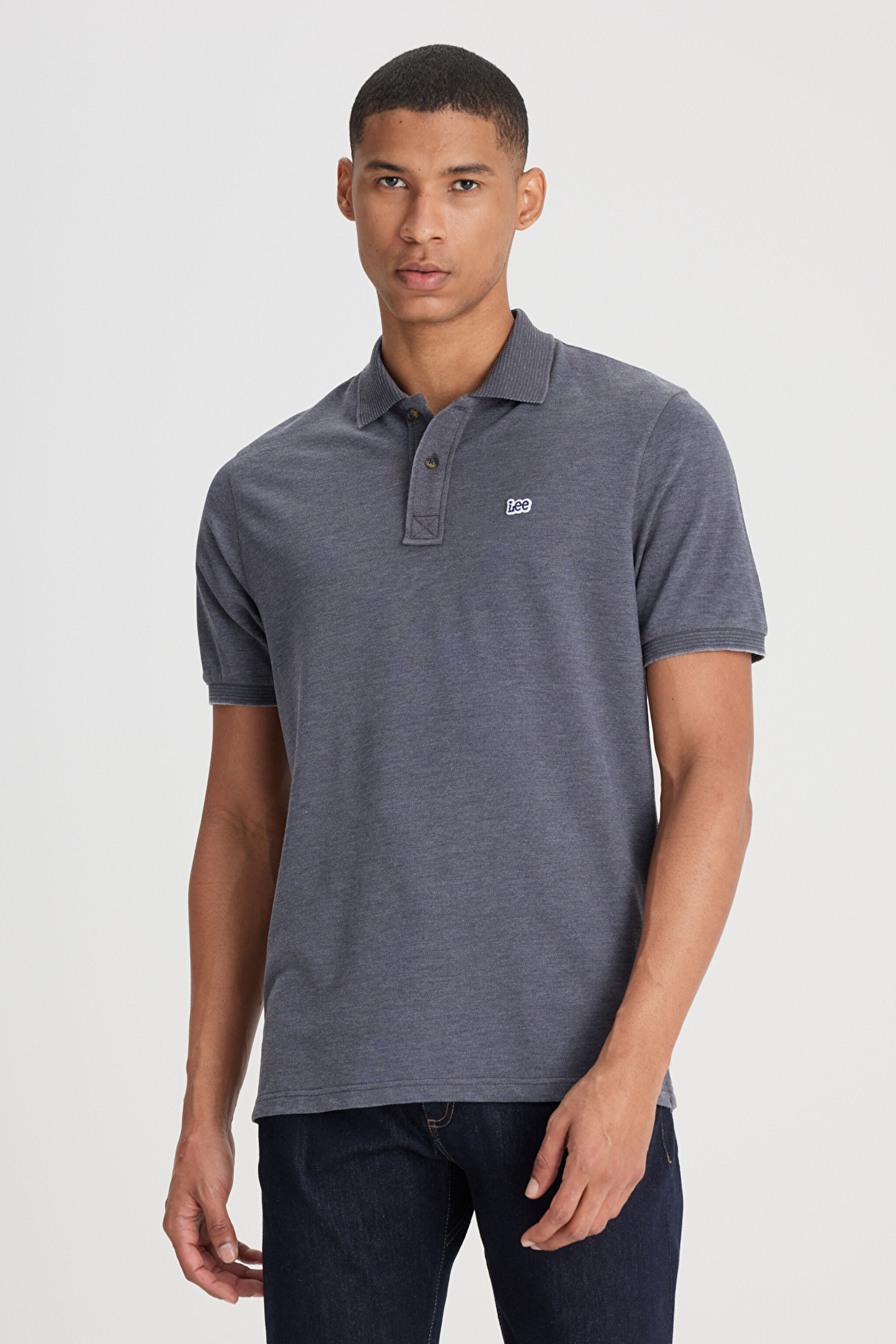 Regular Fit Normal Kesim Polo Yaka Antrasit Tişört - Anthracite-L231369003 (görsel 2)