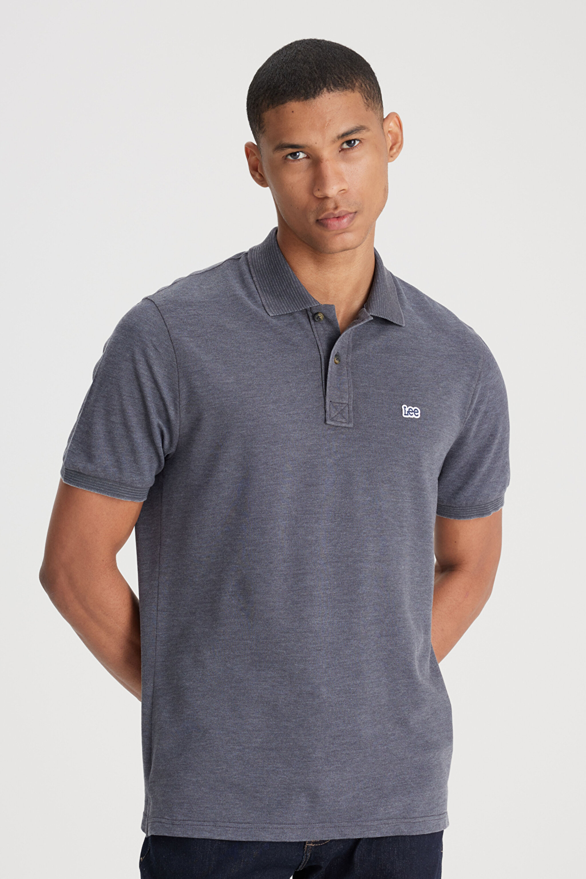 Regular Fit Normal Kesim Polo Yaka Antrasit Tişört - Anthracite-L231369003 (görsel 3)