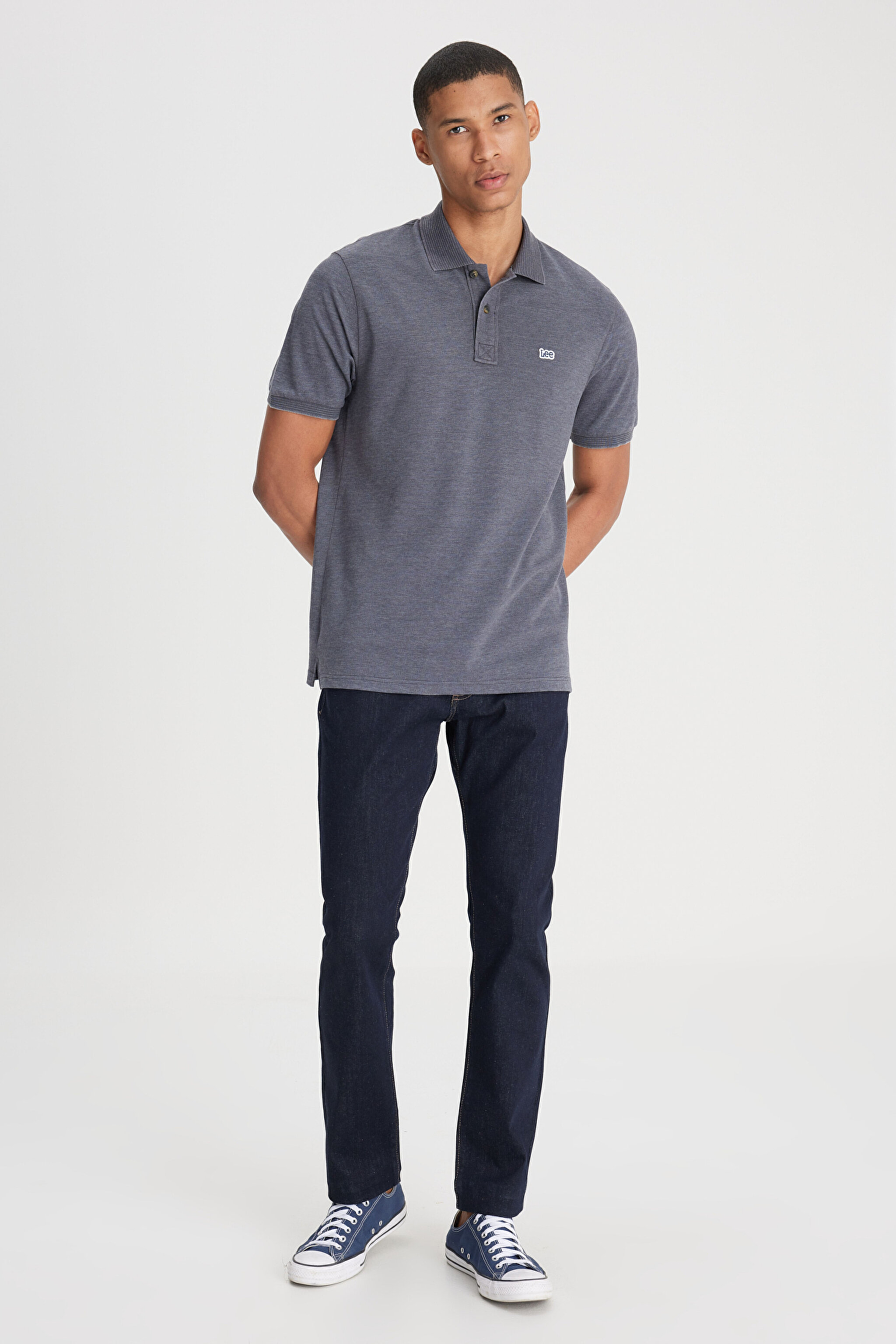 Regular Fit Normal Kesim Polo Yaka Antrasit Tişört - Anthracite-L231369003 (görsel 4)