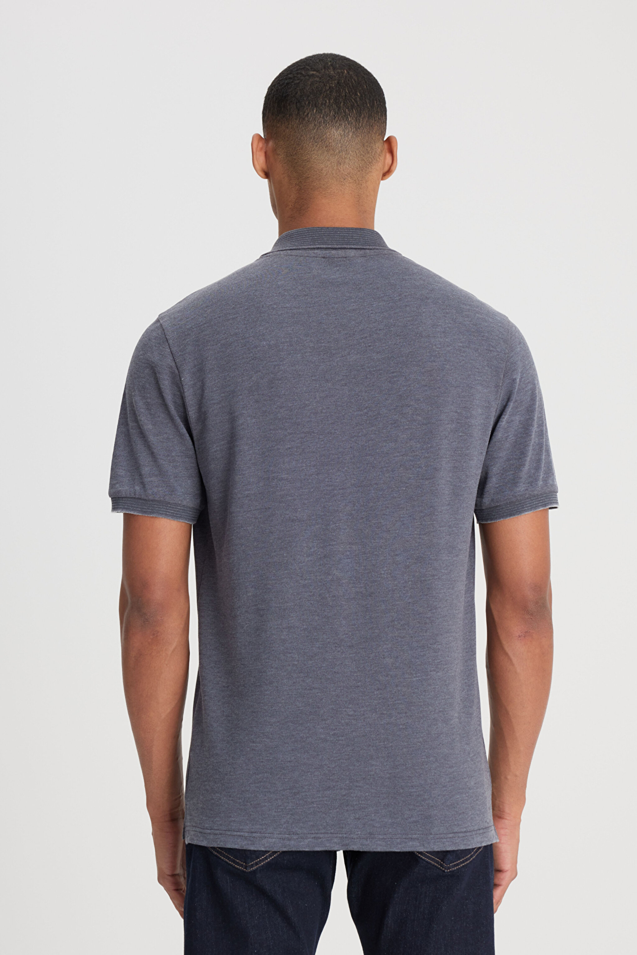 Regular Fit Normal Kesim Polo Yaka Antrasit Tişört - Anthracite-L231369003 (görsel 6)