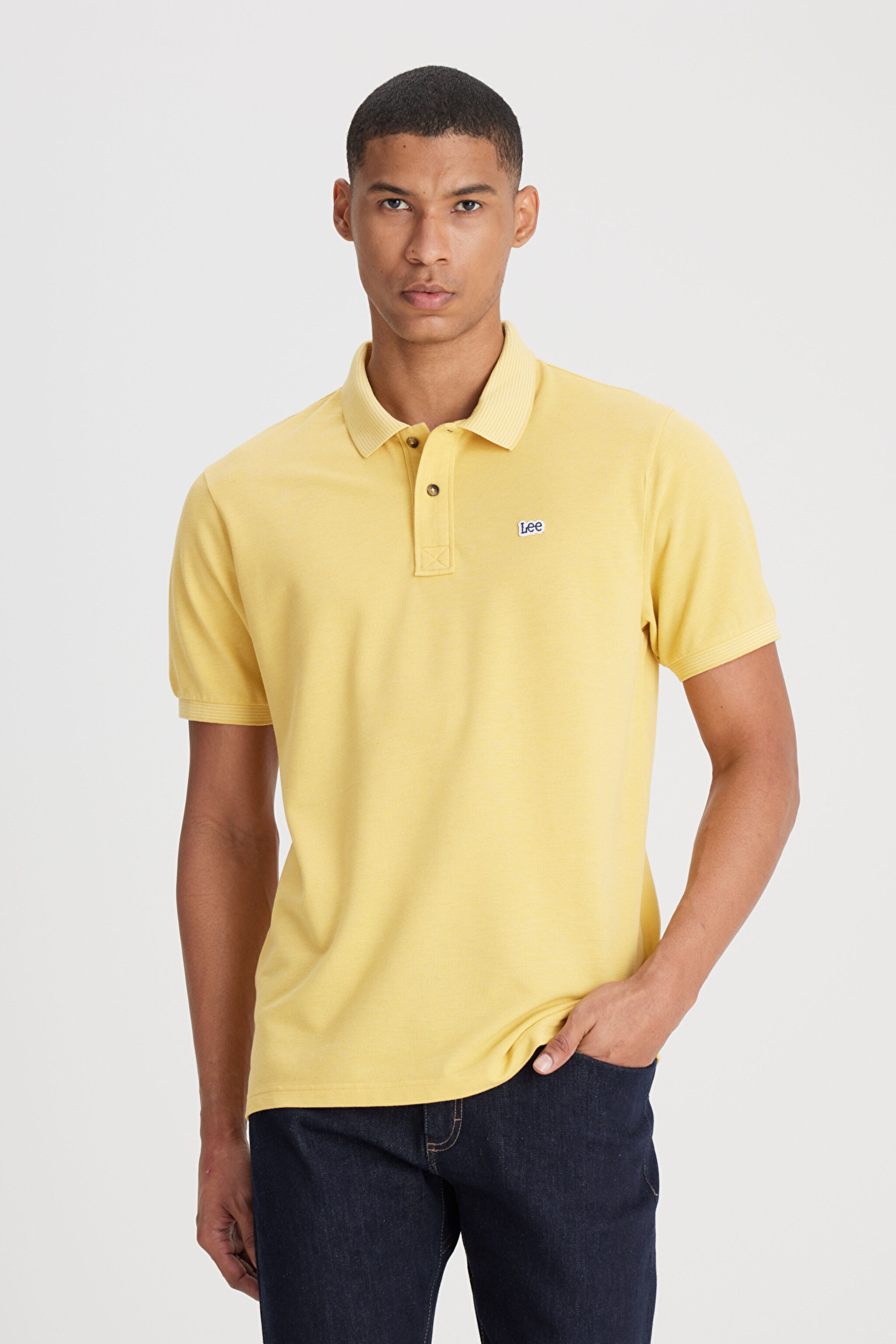 Regular Fit Normal Kesim Polo Yaka Sarı Tişört - Yellow-L231369200 (görsel 2)