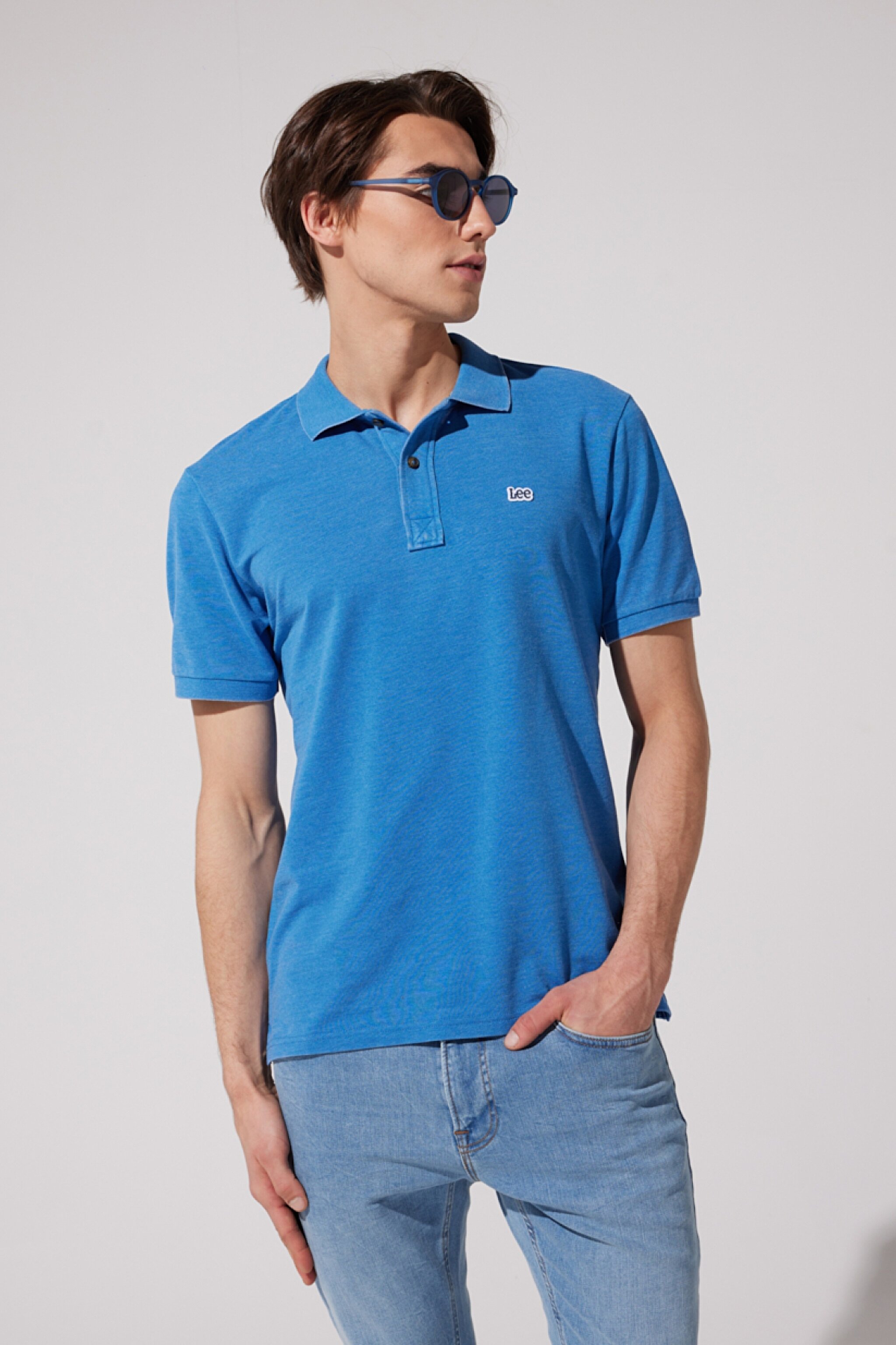 Regular Fit Normal Kesim Polo Yaka Mavi Tişört - Blue-L231369400 (görsel 2)