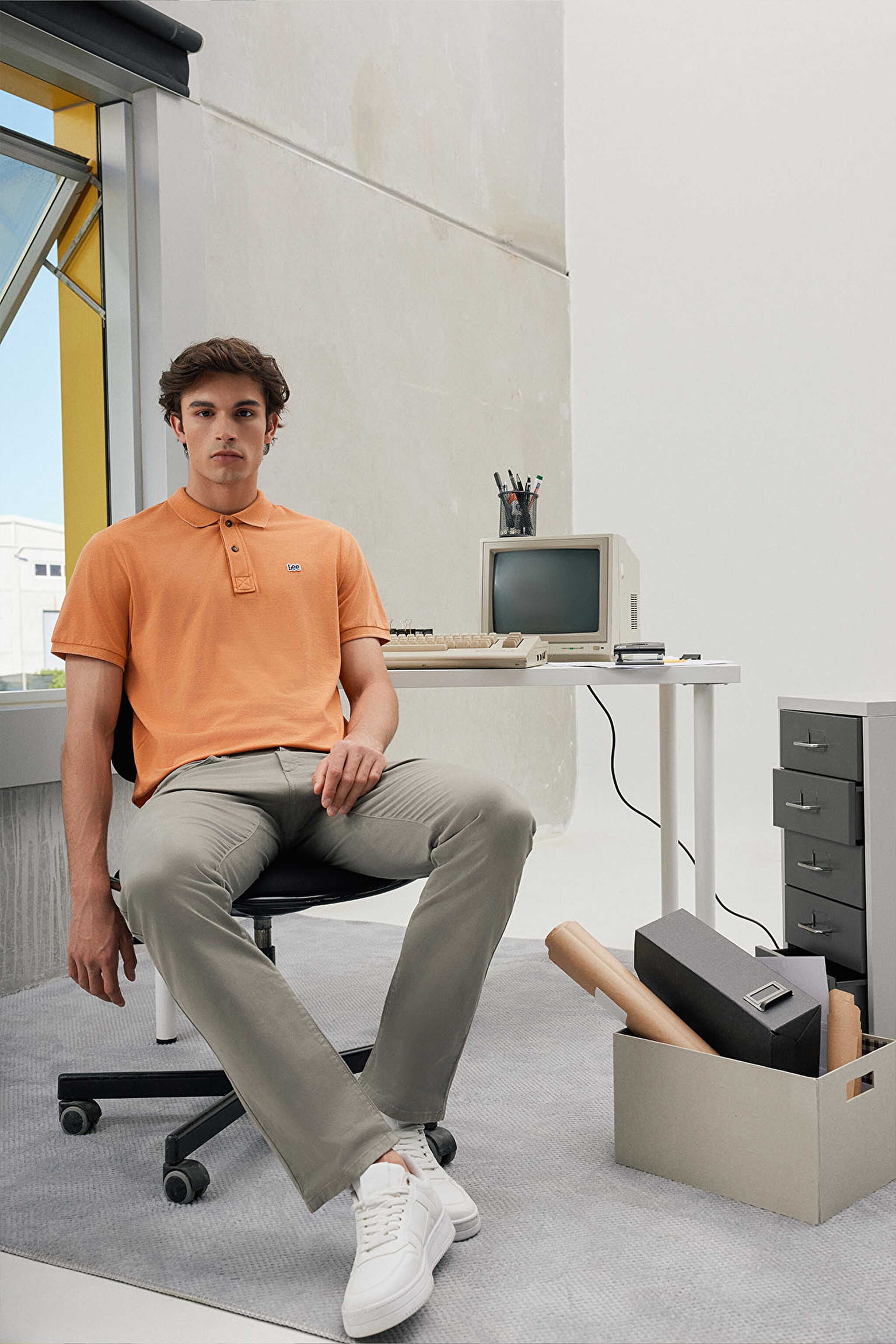 Regular Fit Normal Kesim Polo Yaka Turuncu Tişört