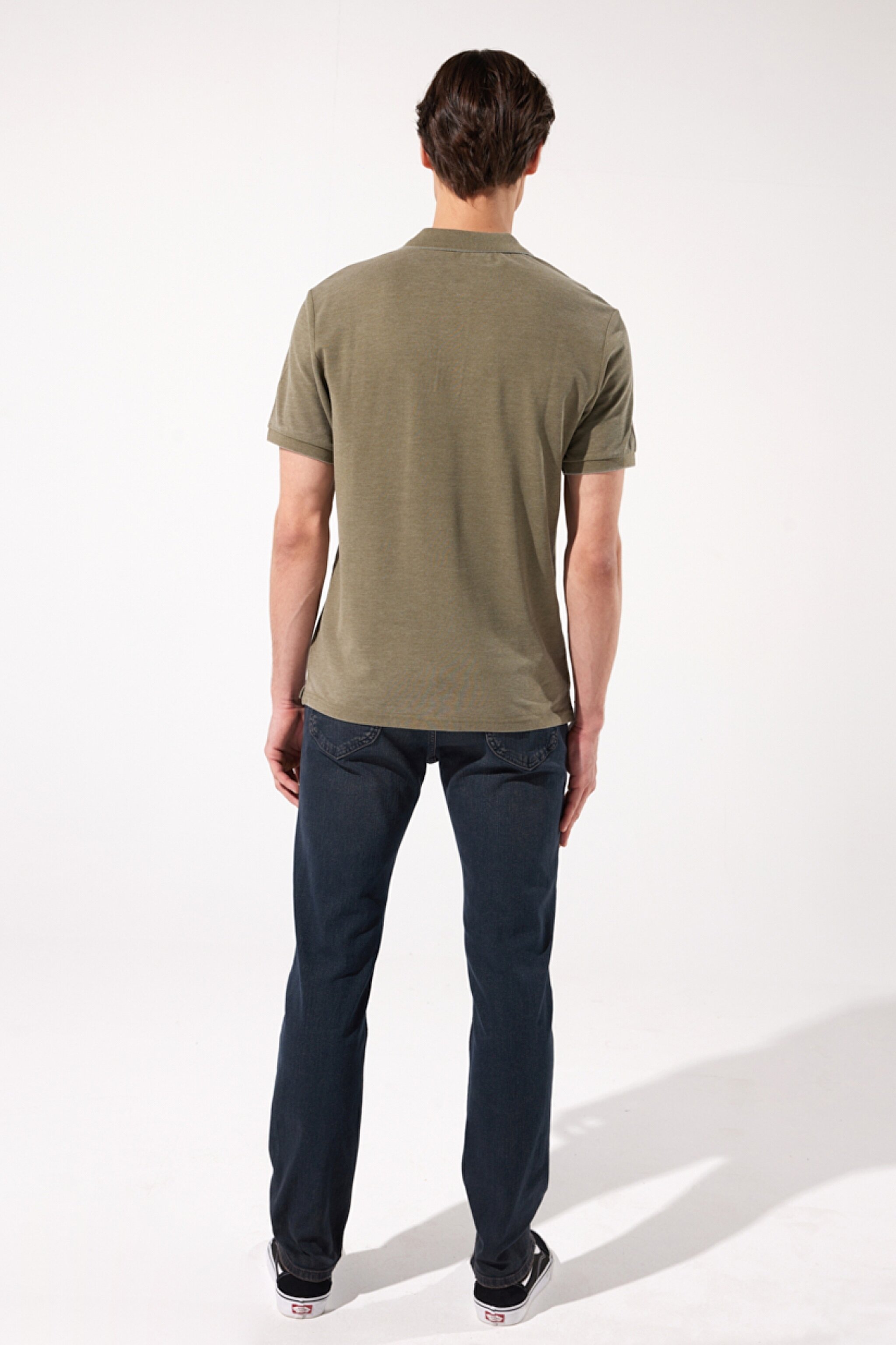 Regular Fit Normal Kesim Polo Yaka Haki Tişört - Khaki-L231369801 (görsel 7)