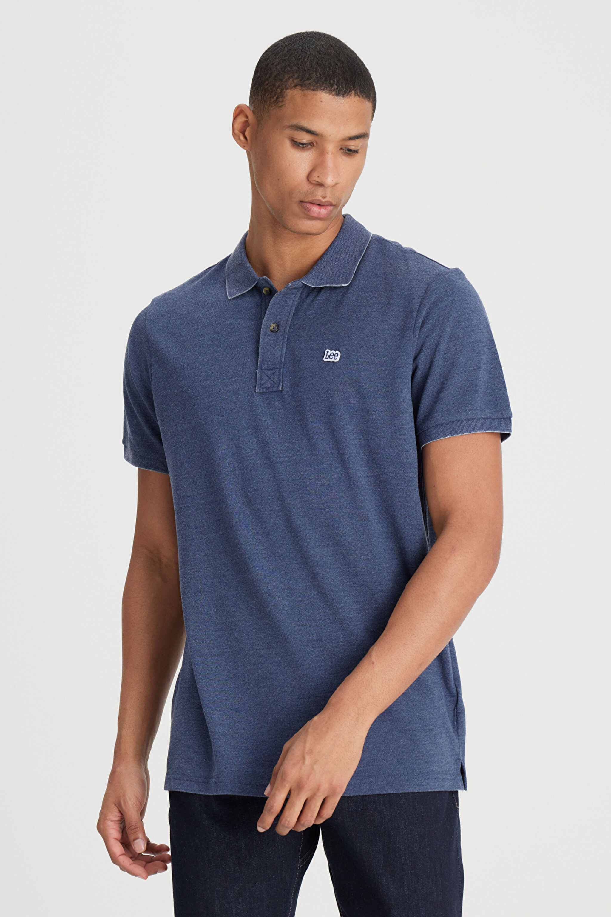 Regular Fit Normal Kesim Polo Yaka İndigo Tişört - İndigo-L231369TF (görsel 2)