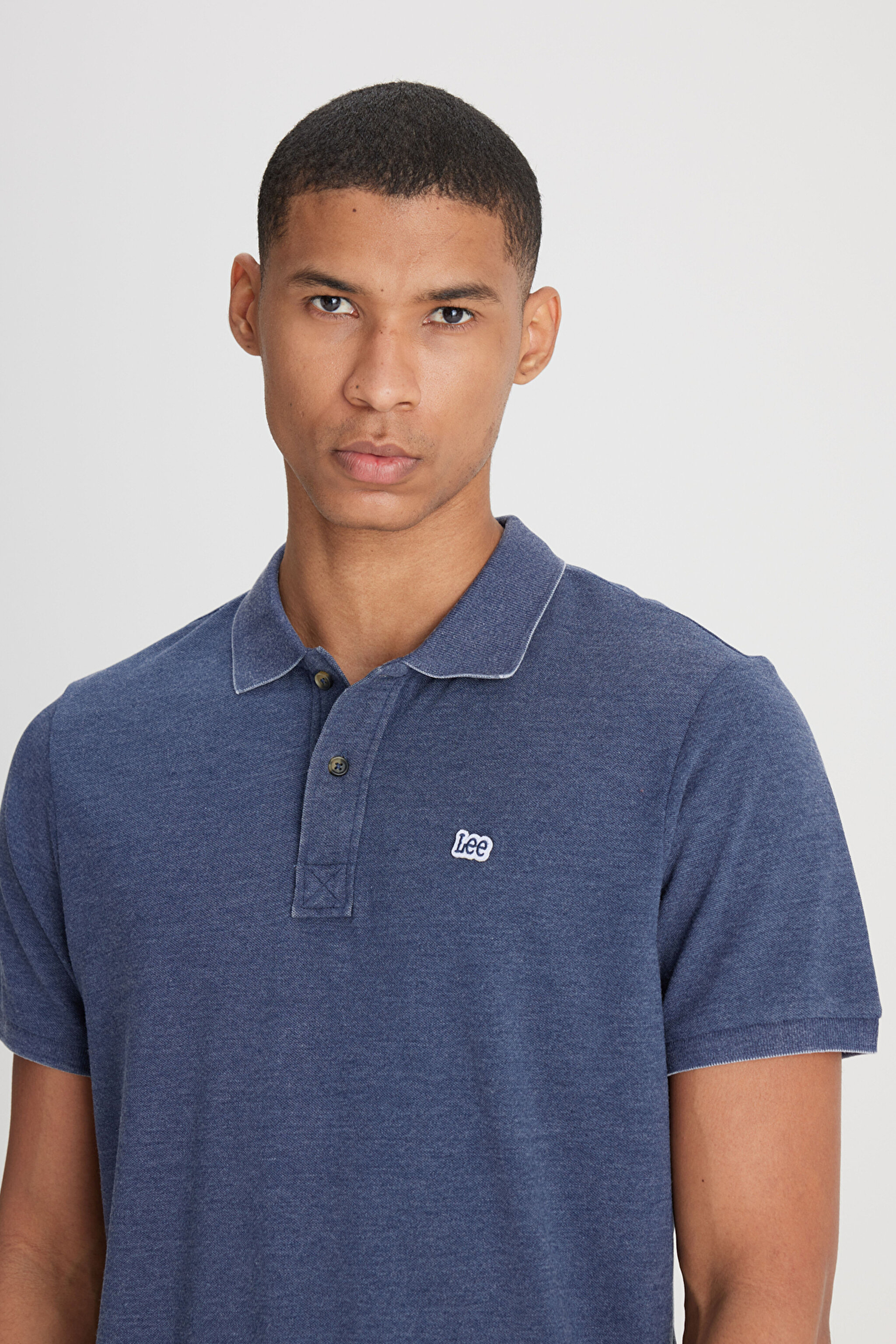 Regular Fit Normal Kesim Polo Yaka İndigo Tişört - İndigo-L231369TF (görsel 4)