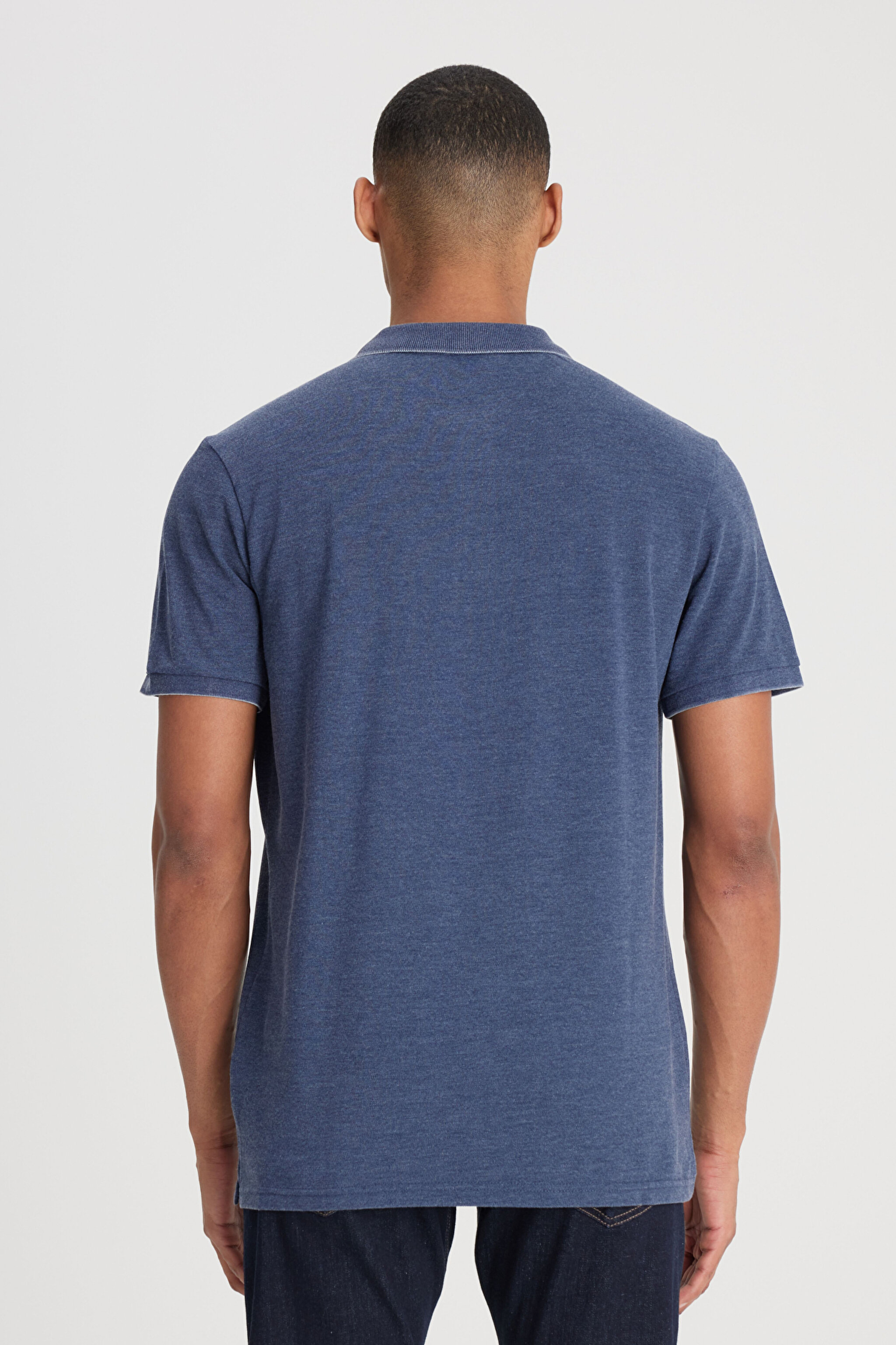 Regular Fit Normal Kesim Polo Yaka İndigo Tişört - İndigo-L231369TF (görsel 5)