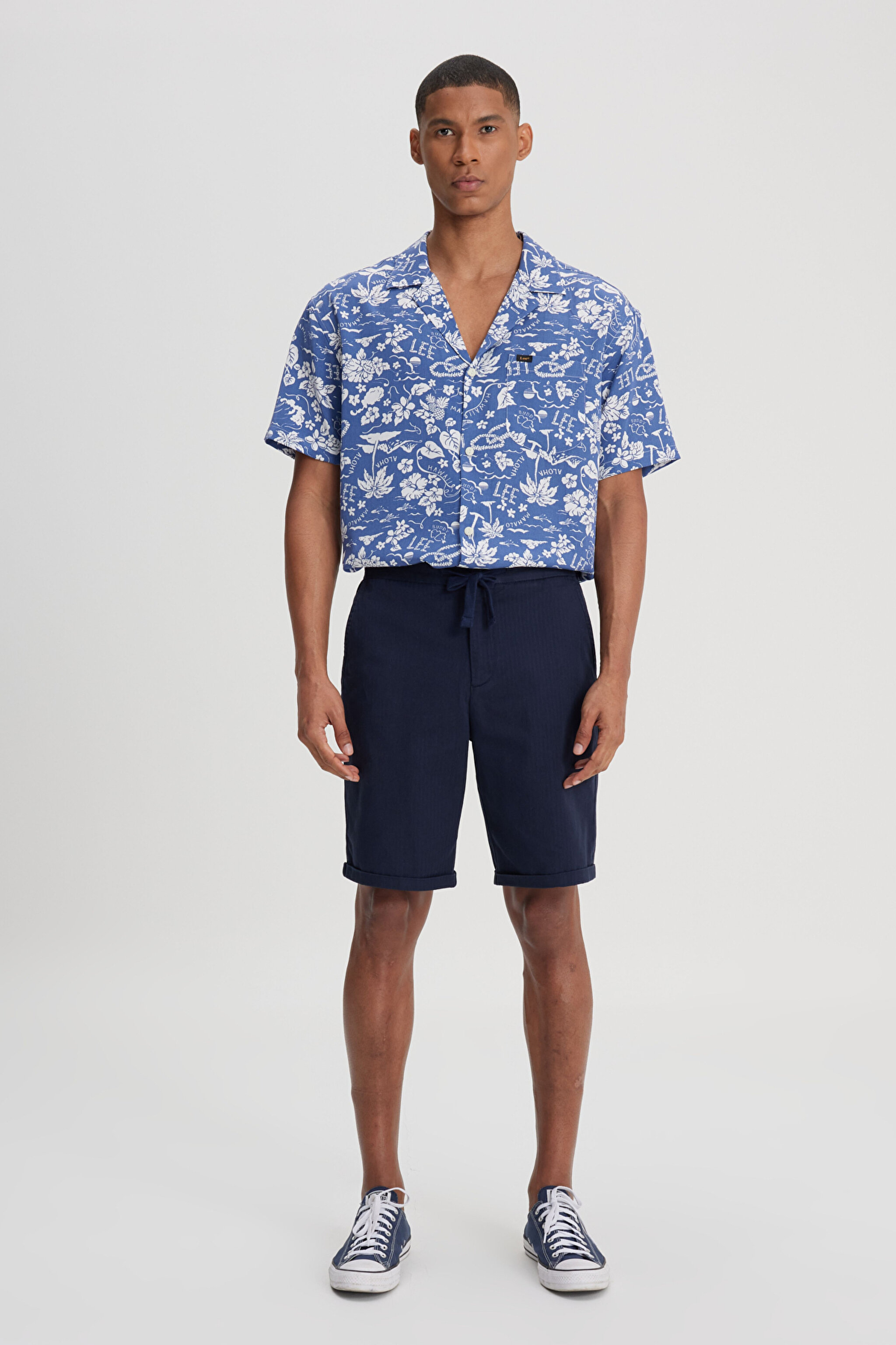 Regular Fit Normal Kesim %100 Pamuk Normal Bel Lacivert Chino Şort - Navy-L231406410 (görsel 2)