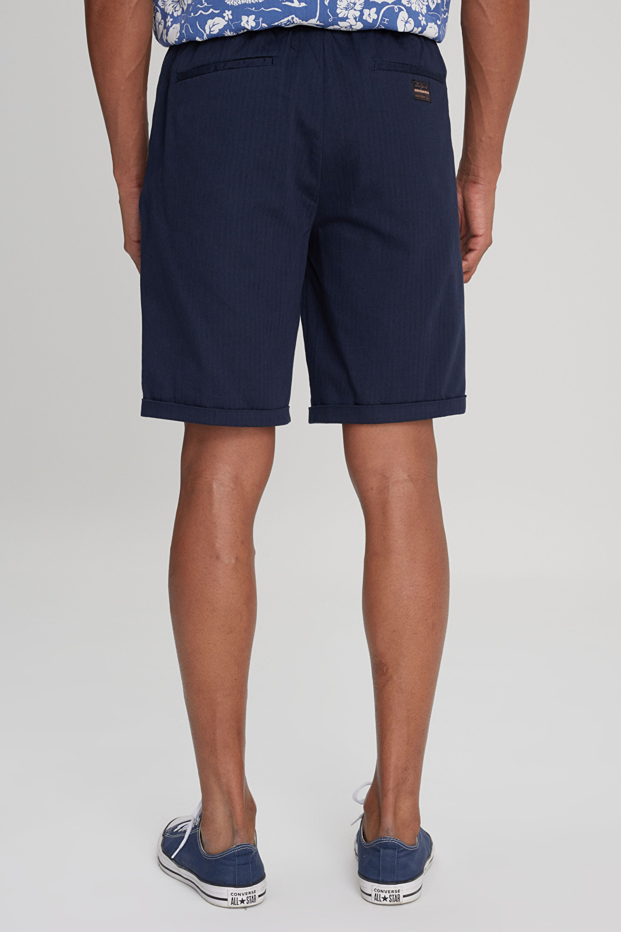 Regular Fit Normal Kesim %100 Pamuk Normal Bel Lacivert Chino Şort - Navy-L231406410 (görsel 5)