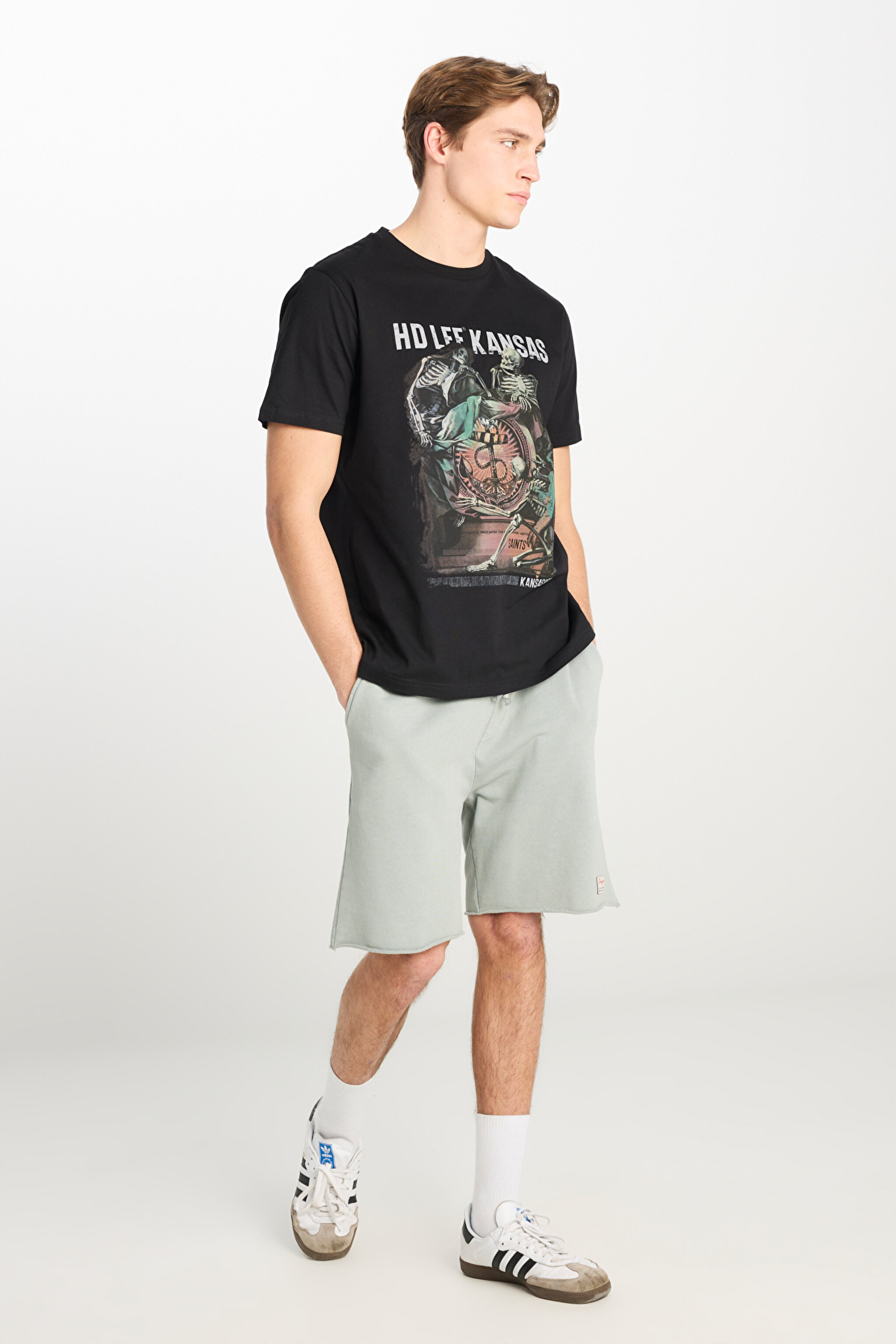 Regular Fit Normal Kesim %100 Pamuk Lastikli Bel Mint Yeşili Sweat Şort - Mint Green-L231408303 (görsel 3)