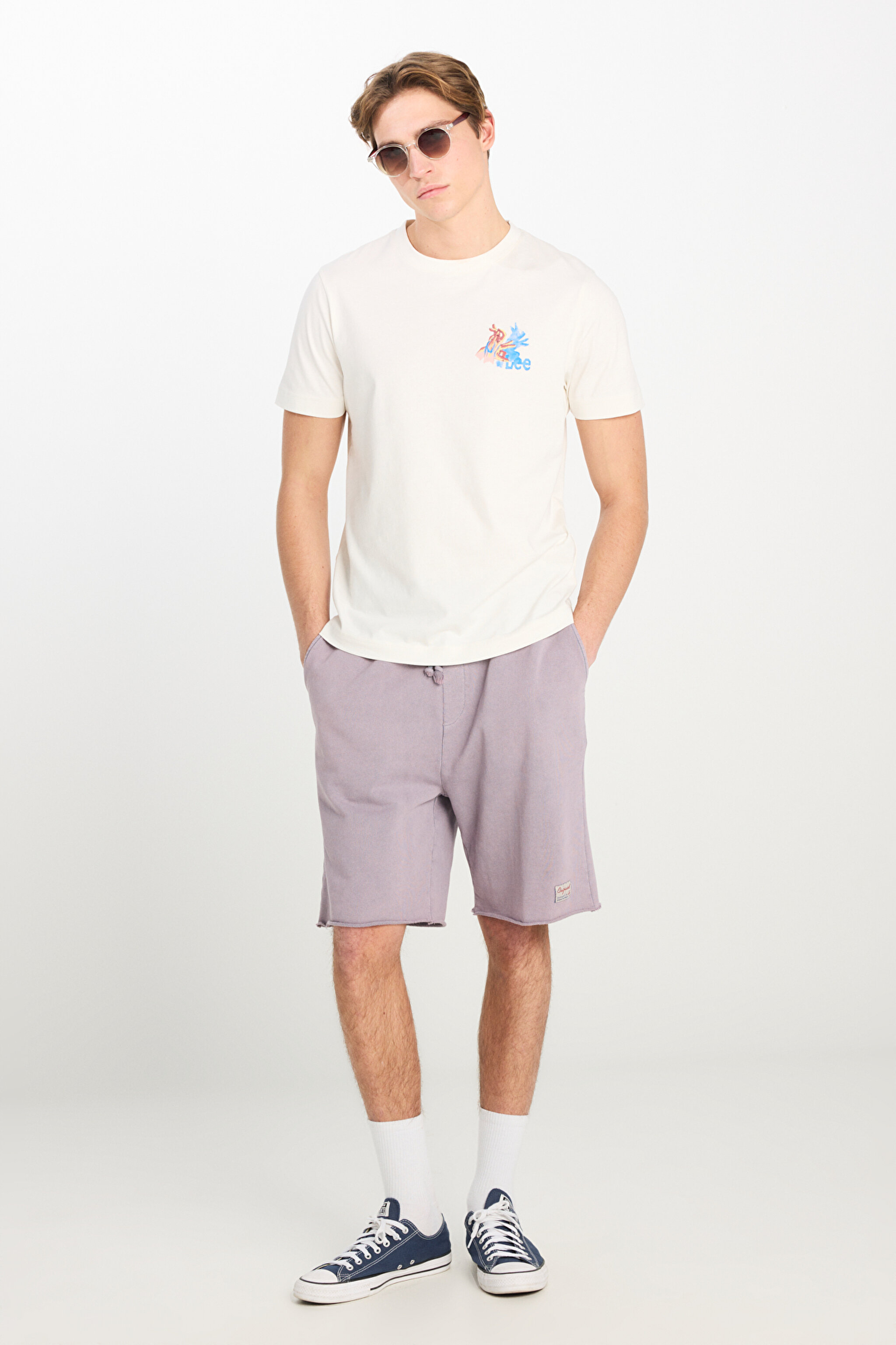 Regular Fit Normal Kesim %100 Pamuk Lastikli Bel Lila Sweat Şort