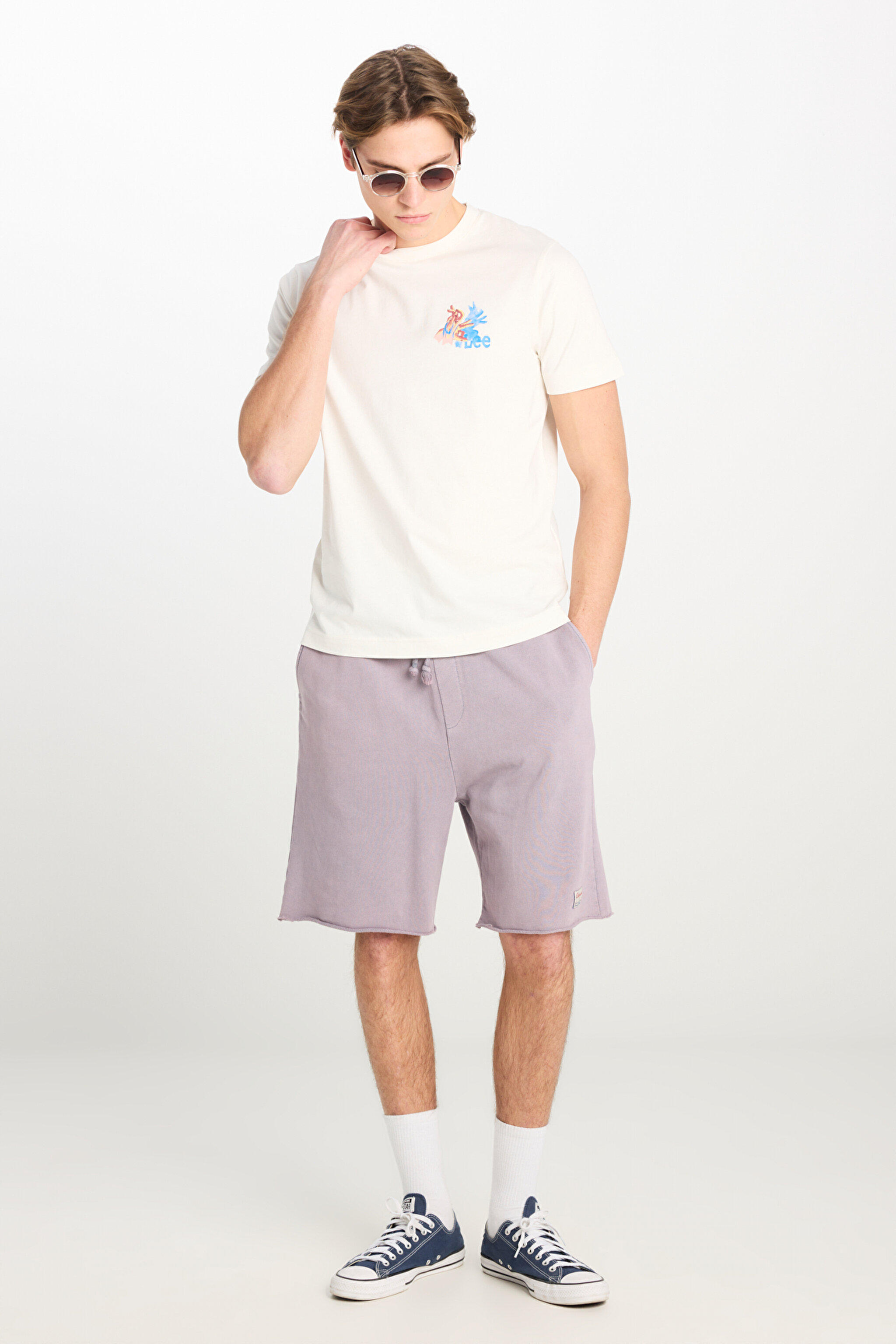 Regular Fit Normal Kesim %100 Pamuk Lastikli Bel Lila Sweat Şort - Lilac-L231408505 (görsel 3)