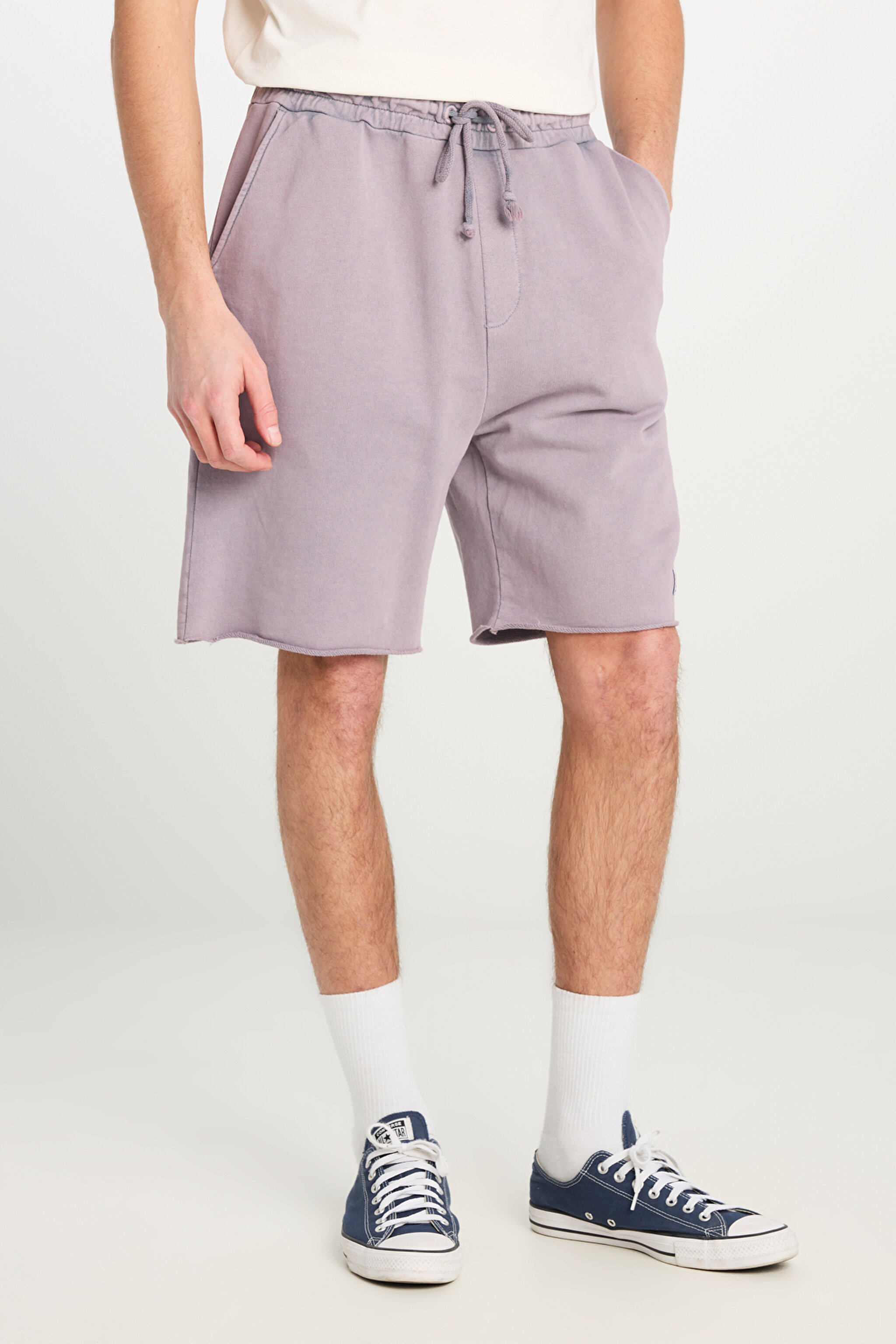 Regular Fit Normal Kesim %100 Pamuk Lastikli Bel Lila Sweat Şort - Lilac-L231408505 (görsel 4)