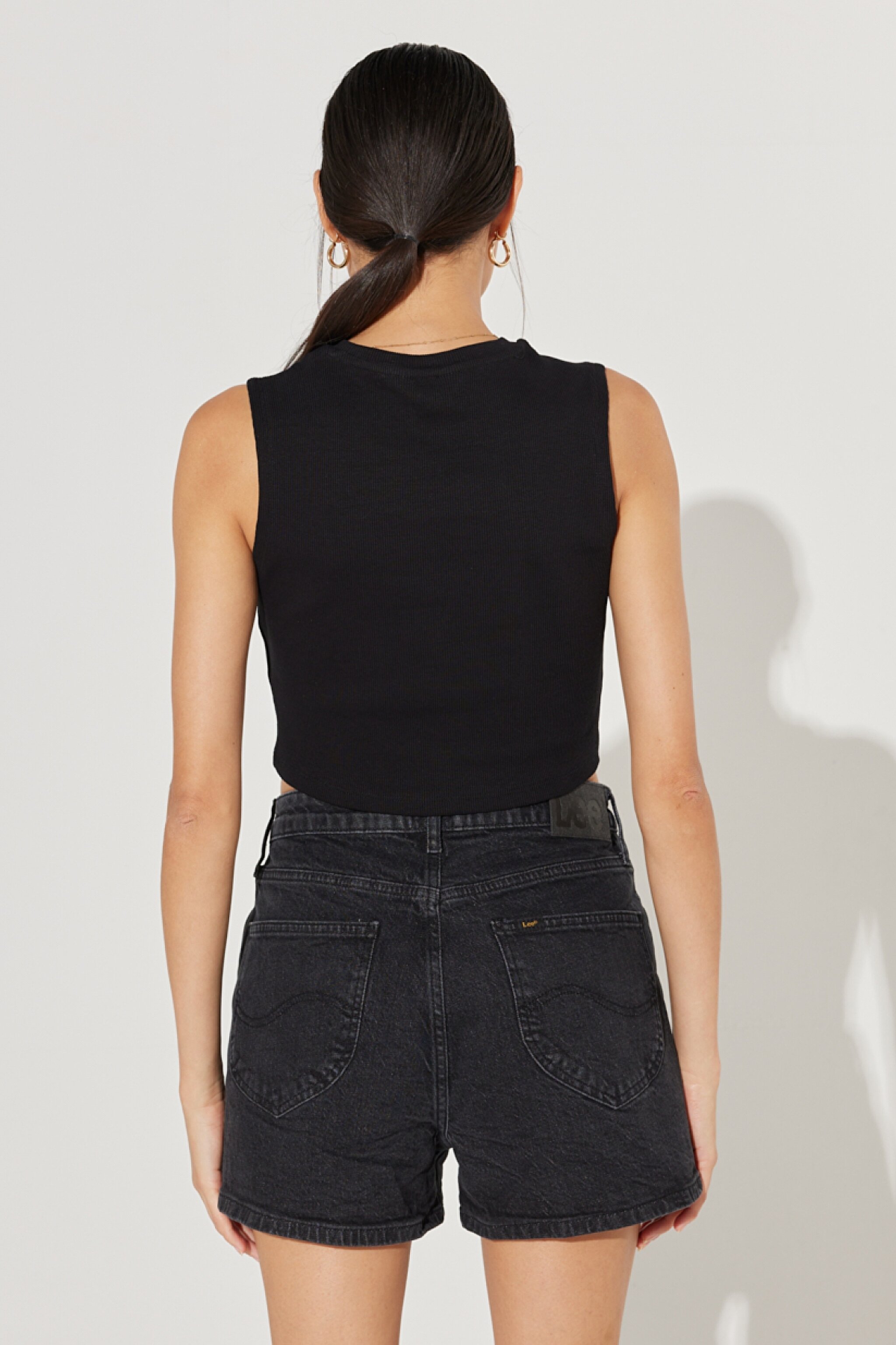 Regular Fit Normal Kesim Bisiklet Yaka Kolsuz Siyah Tişört - Black-L231416001 (görsel 7)