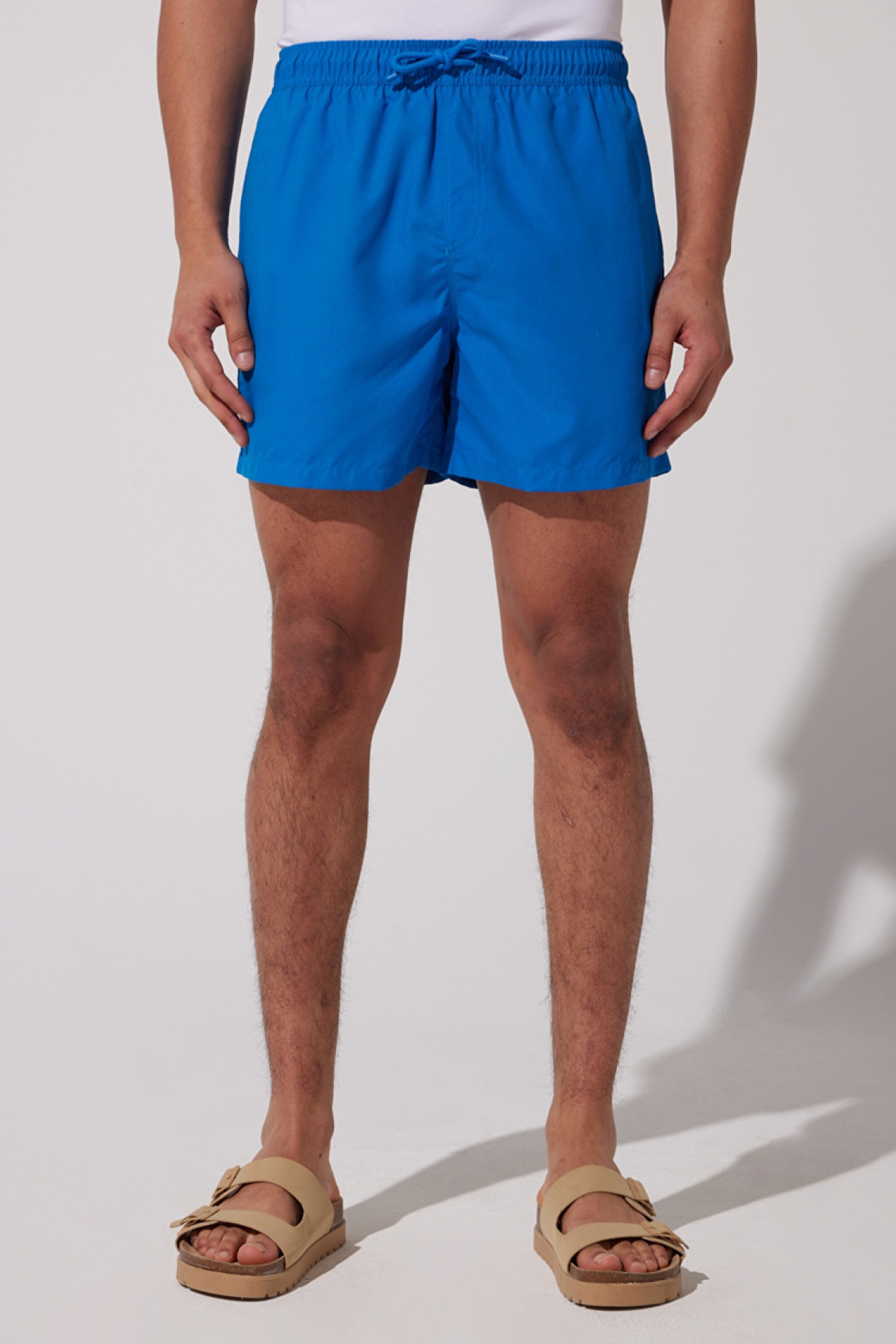 Regular Fit Normal Kesim Normal Bel Saks Mavisi Deniz Şortu
