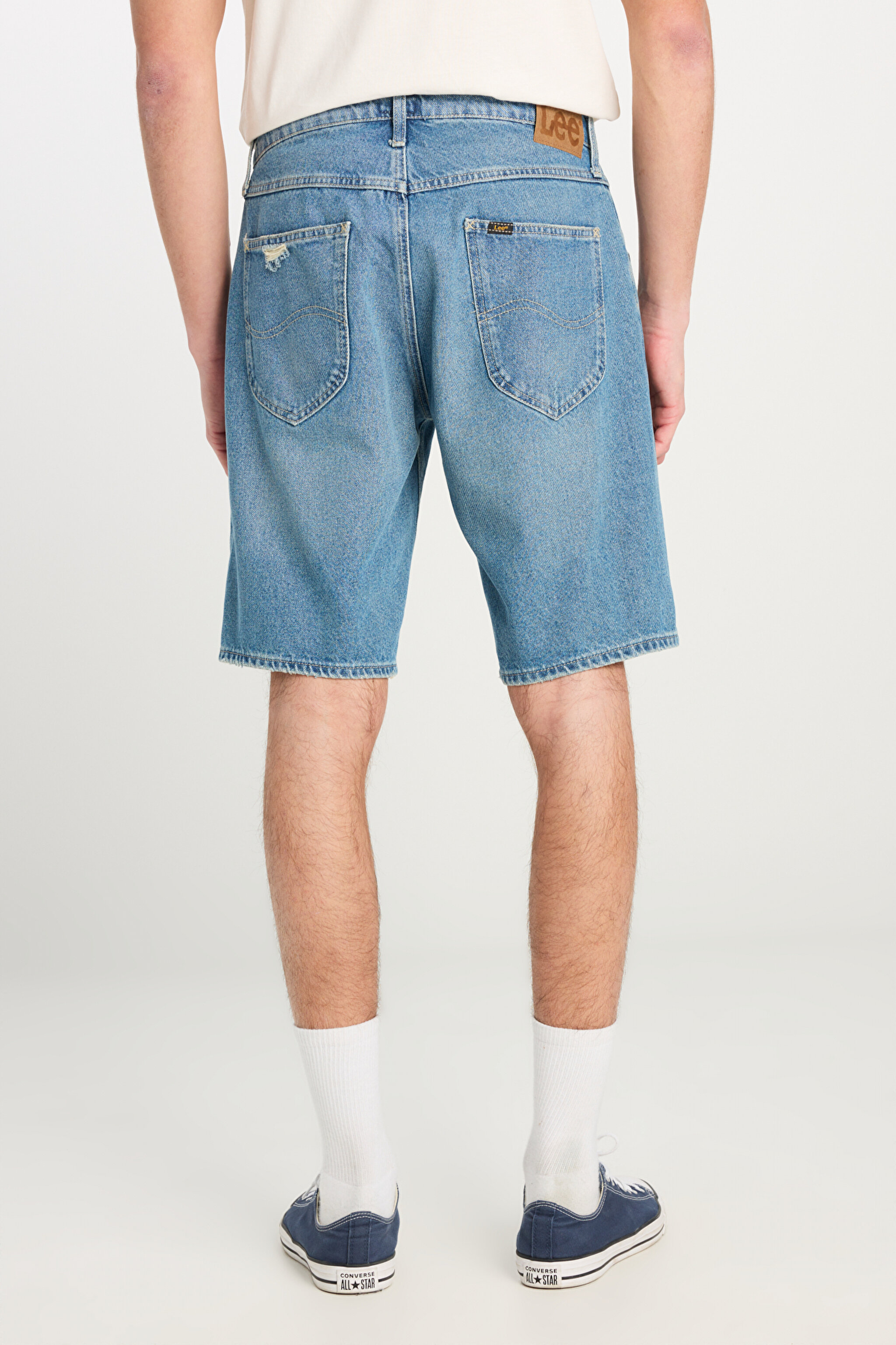 Regular Fit Normal Kesim %100 Pamuk Normal Bel Mavi Jean Kot Şort - Mid Blue-L231629XT (görsel 4)