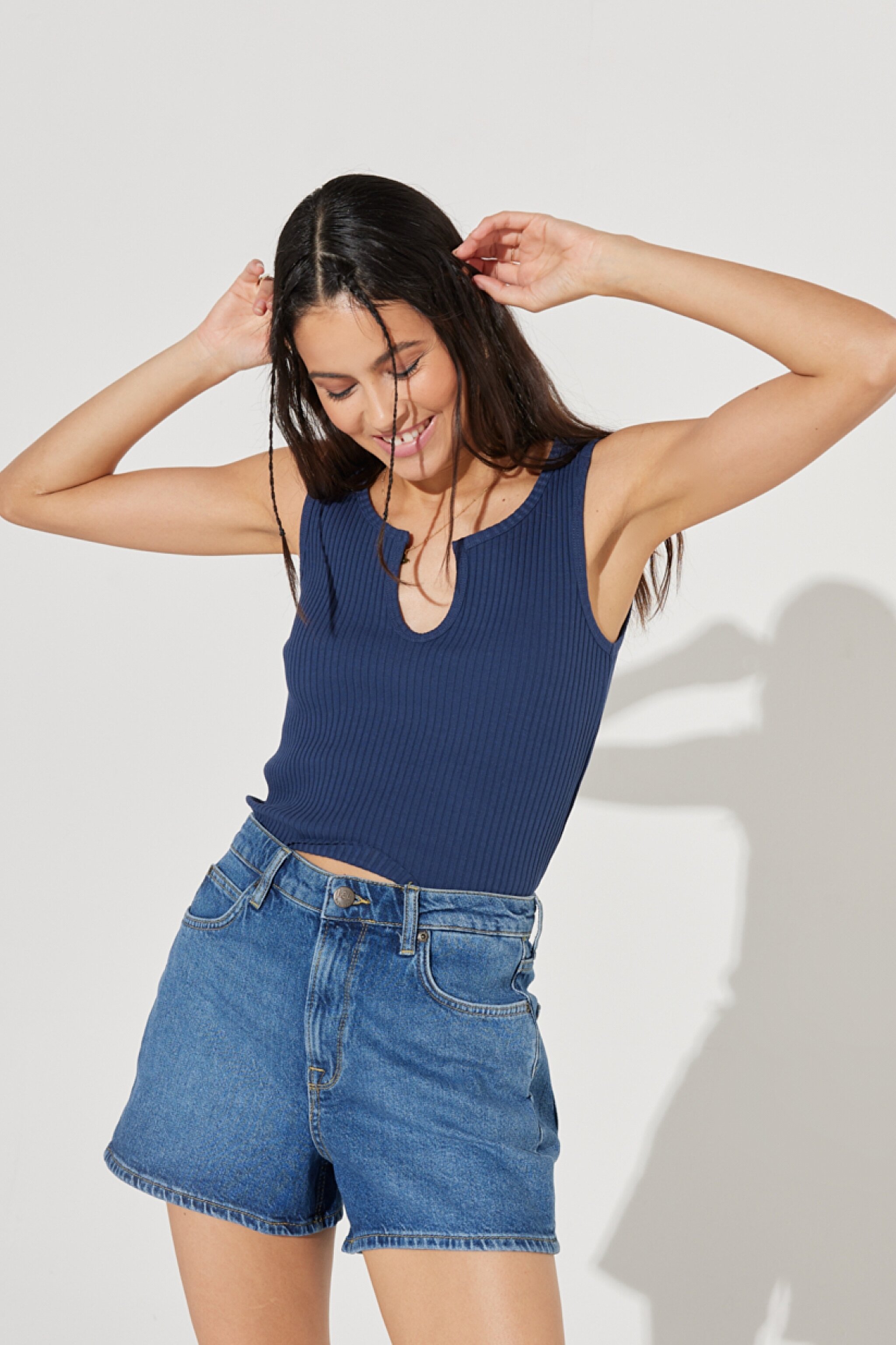 Regular Fit Normal Kesim Bisiklet Yaka Esnek Lacivert Tişört - Navy-L231636114