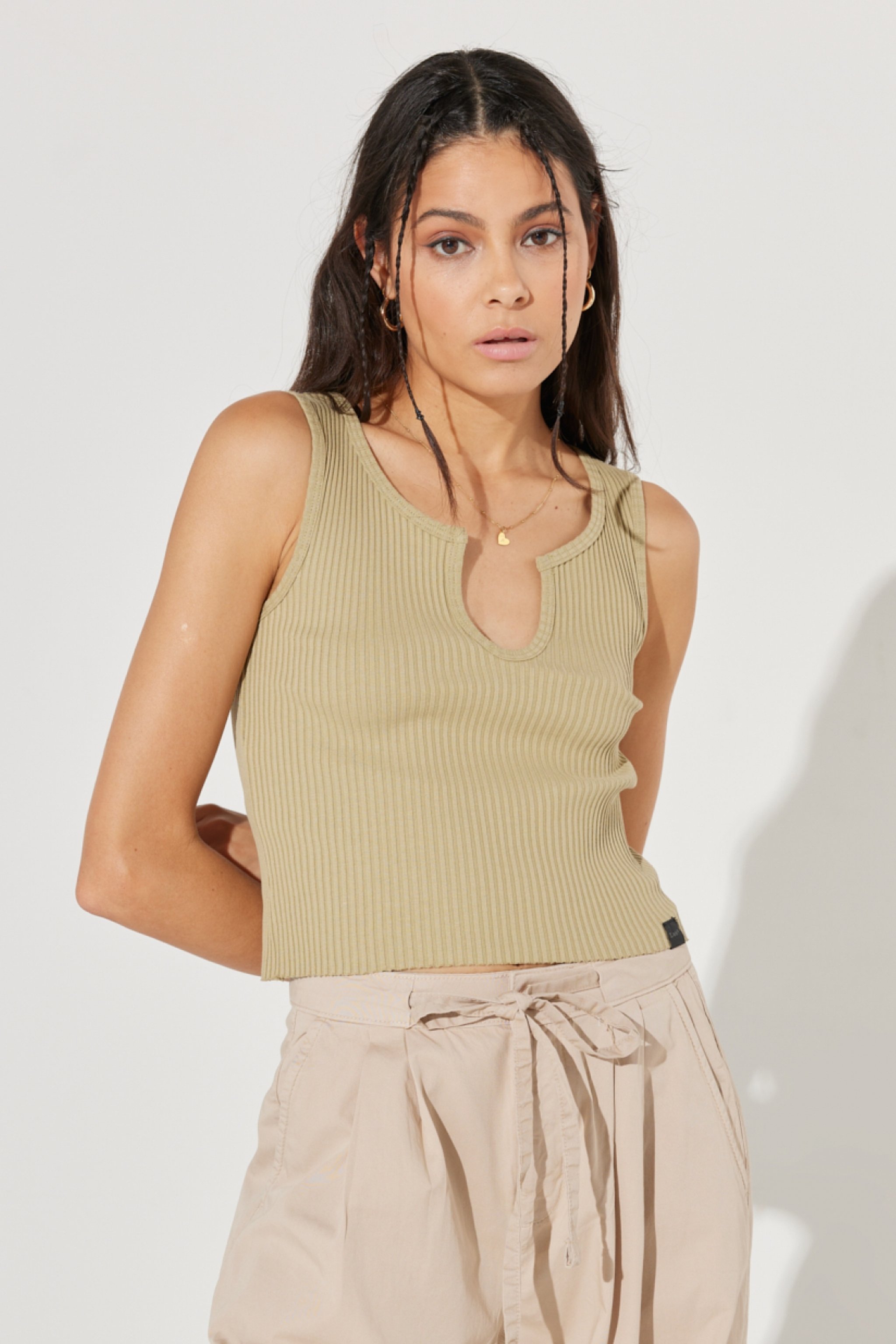 Regular Fit Normal Kesim Bisiklet Yaka Esnek Bej Tişört - Beige-L231636614 (görsel 3)