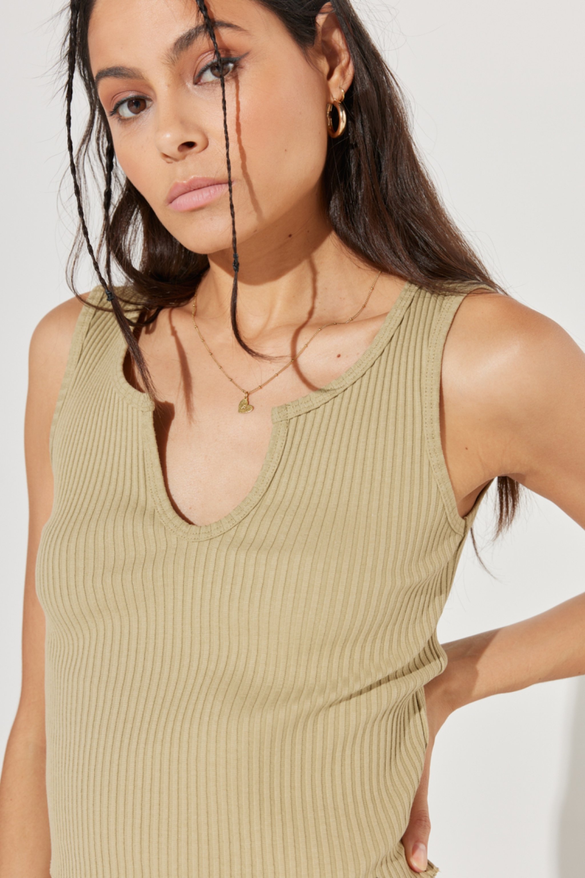 Regular Fit Normal Kesim Bisiklet Yaka Esnek Bej Tişört - Beige-L231636614 (görsel 4)
