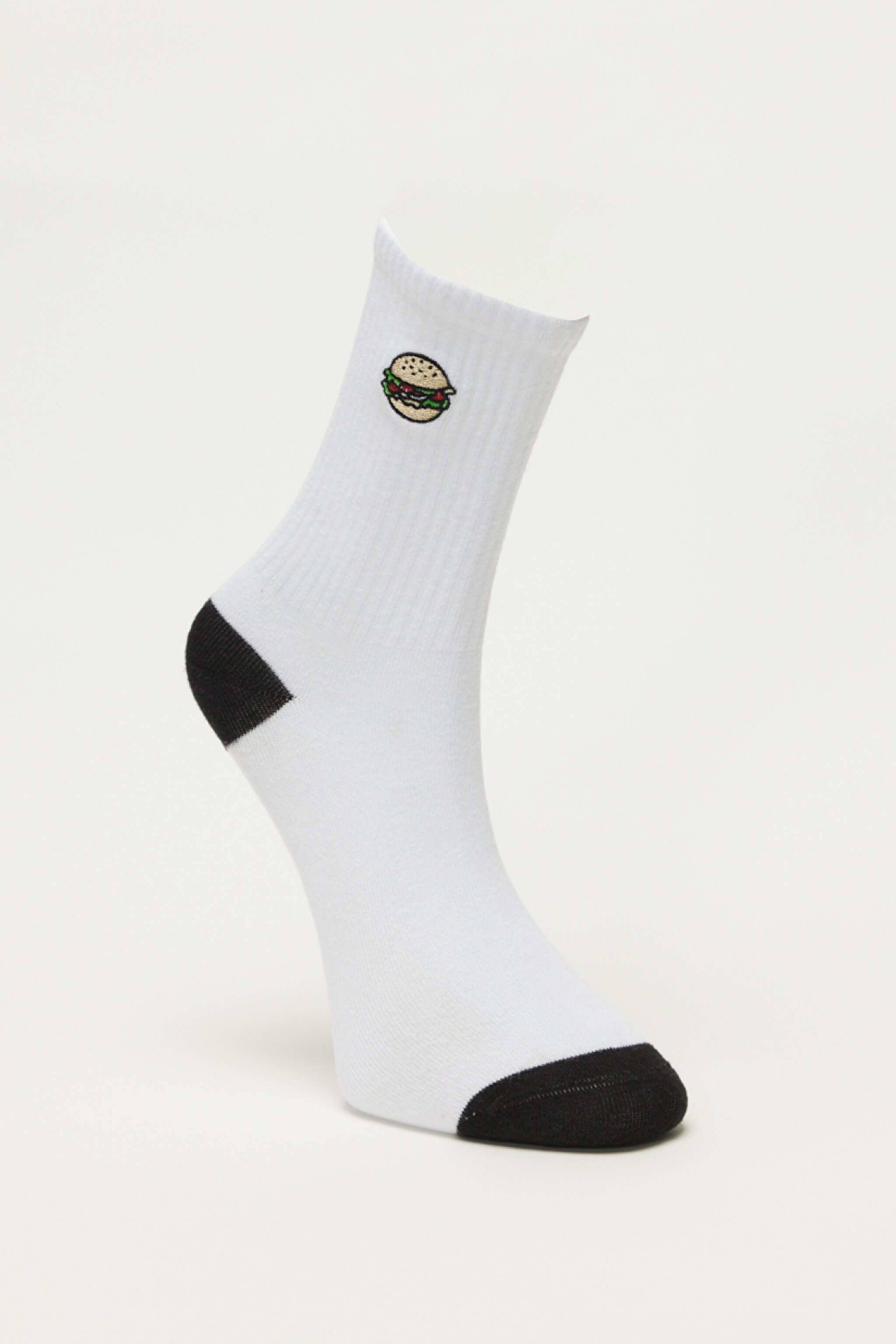 Yüksek Kesim Beyaz Tekli Çorap - Black-L231666001
