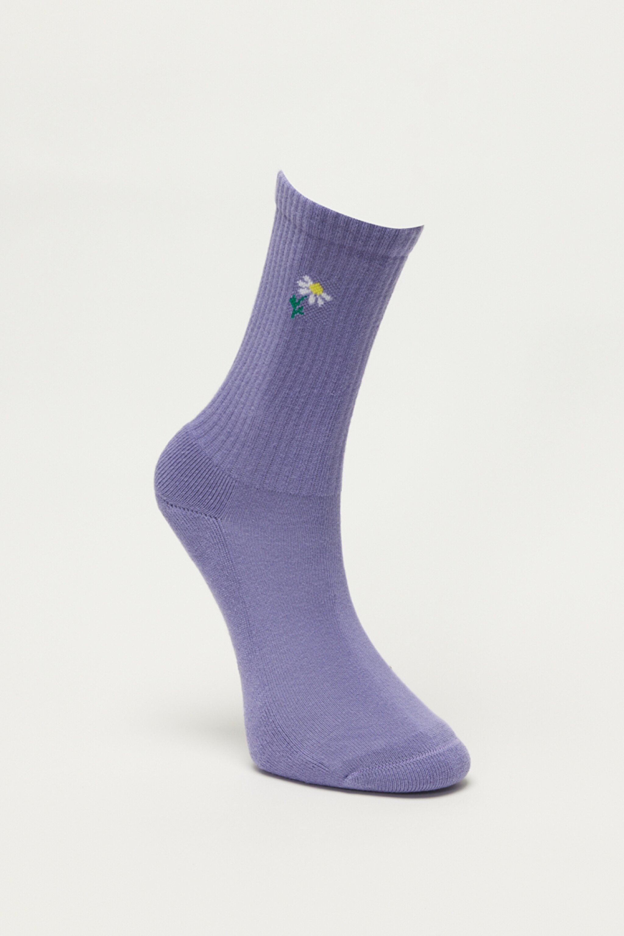 Yüksek Kesim Mor Tekli Çorap - Purple-L231708499