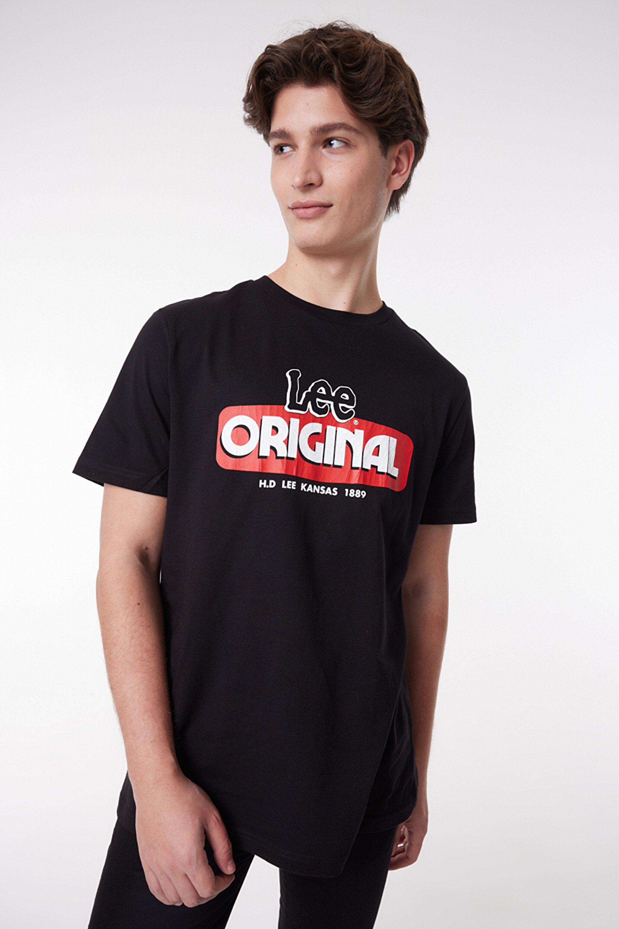 Regular Fit Normal Kesim %100 Pamuk Bisiklet Yaka Siyah Tişört - Black-L231734001 (görsel 3)