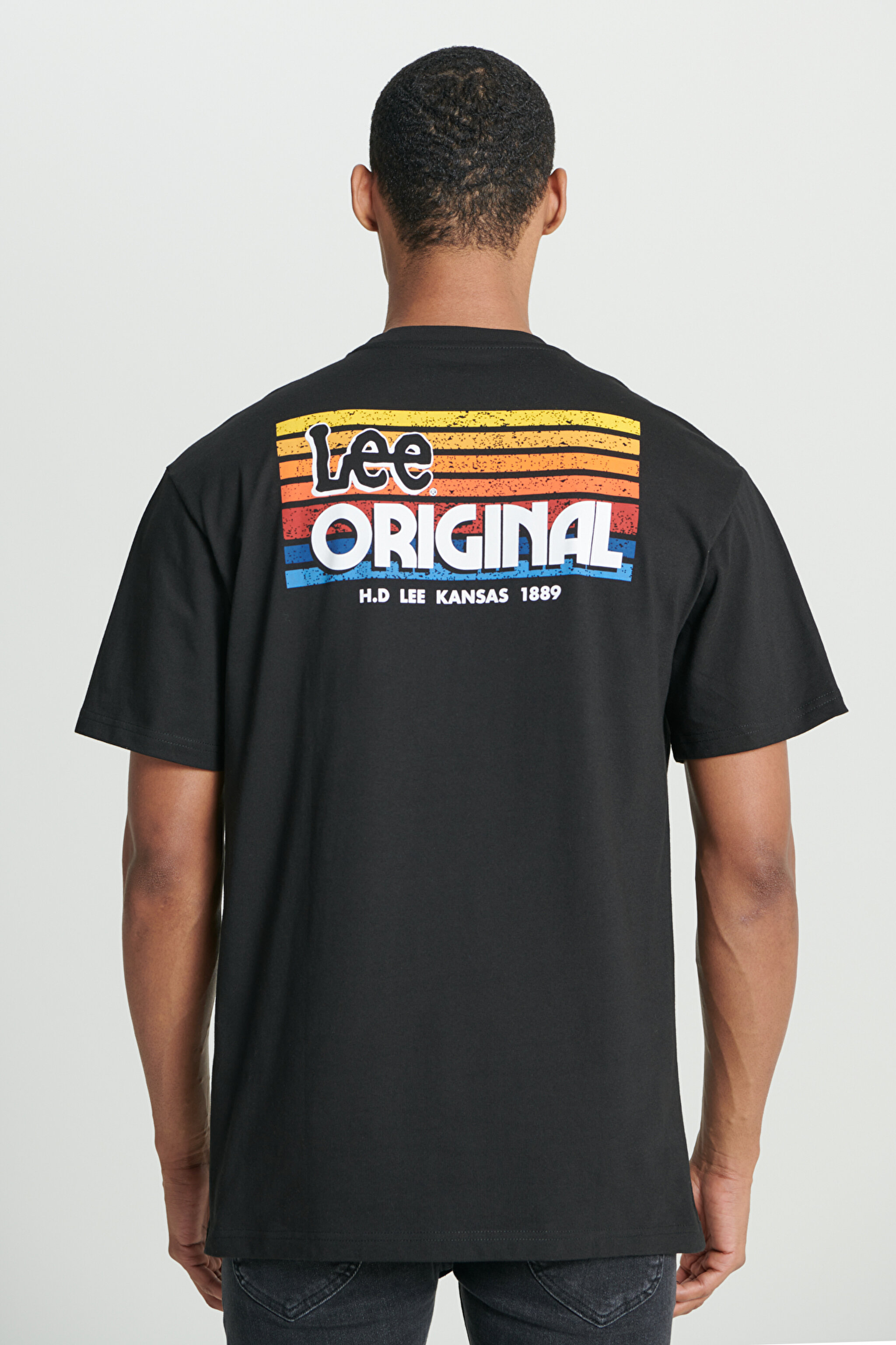 Loose Fit Rahat Kesim %100 Pamuk Bisiklet Yaka Siyah Tişört - Black-L231735001 (görsel 2)