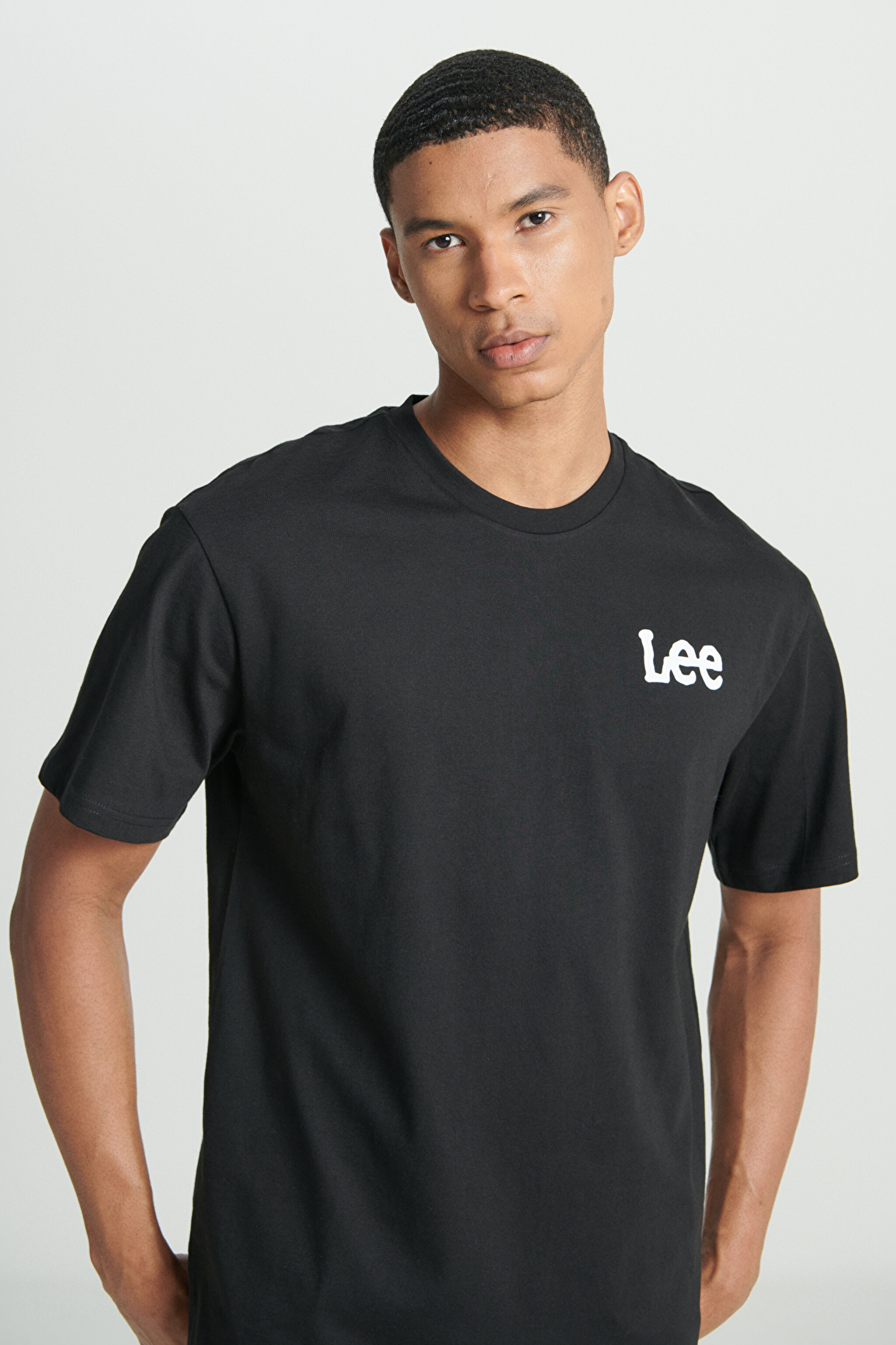 Loose Fit Rahat Kesim %100 Pamuk Bisiklet Yaka Siyah Tişört - Black-L231735001 (görsel 6)