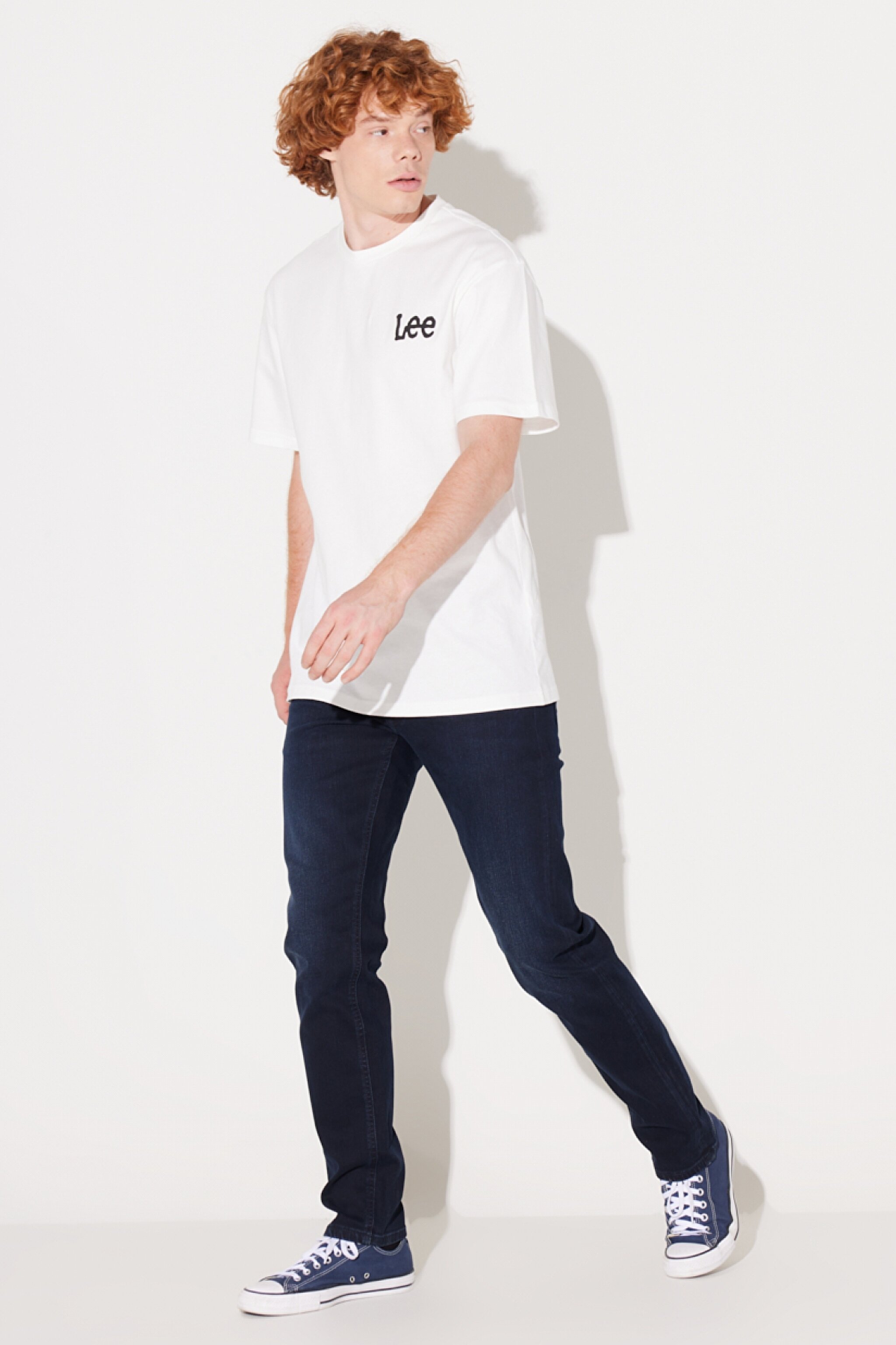 Loose Fit Rahat Kesim %100 Pamuk Bisiklet Yaka Kırık Beyaz Tişört - Off White-L231735102 (görsel 2)