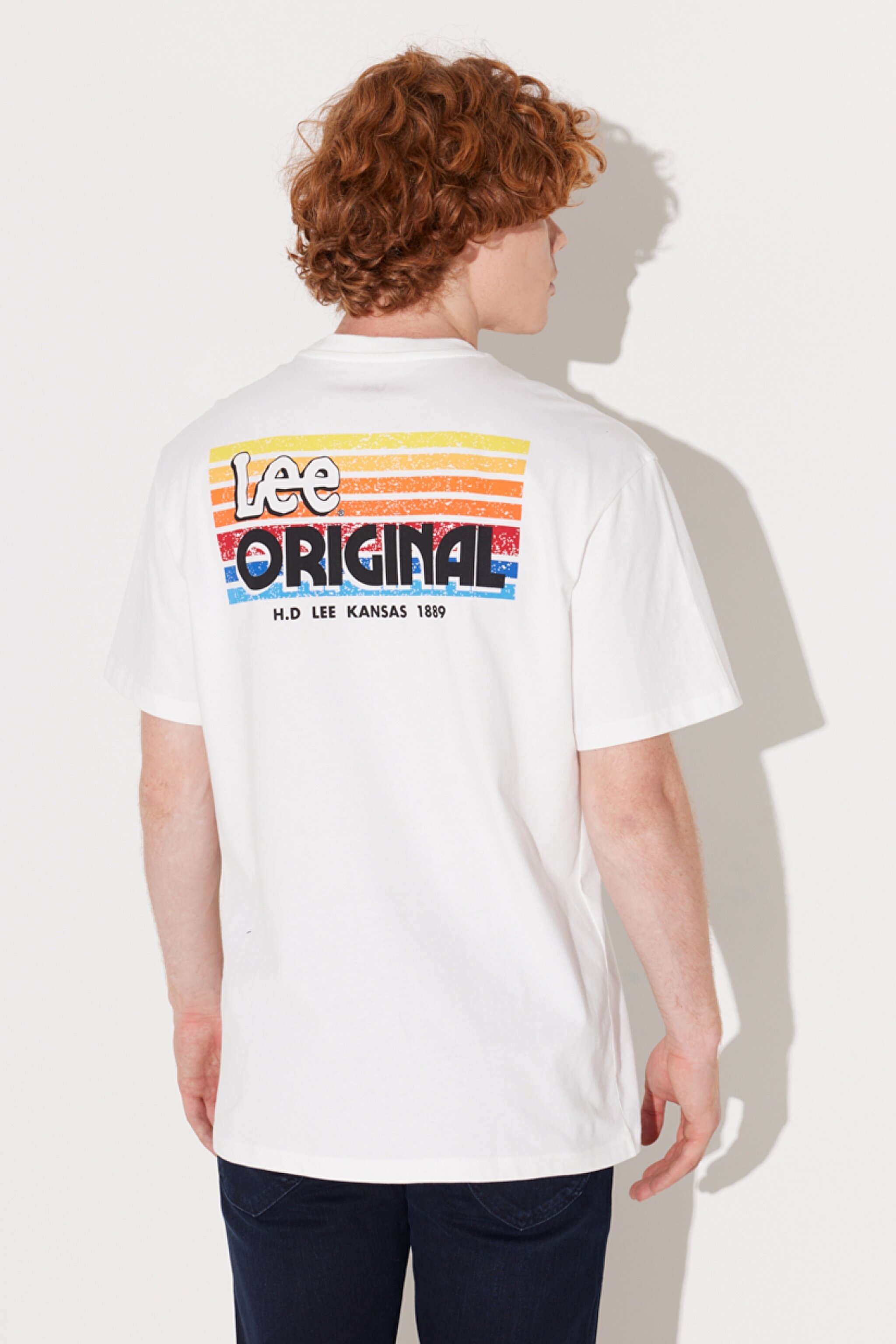 Loose Fit Rahat Kesim %100 Pamuk Bisiklet Yaka Kırık Beyaz Tişört - Off White-L231735102 (görsel 3)