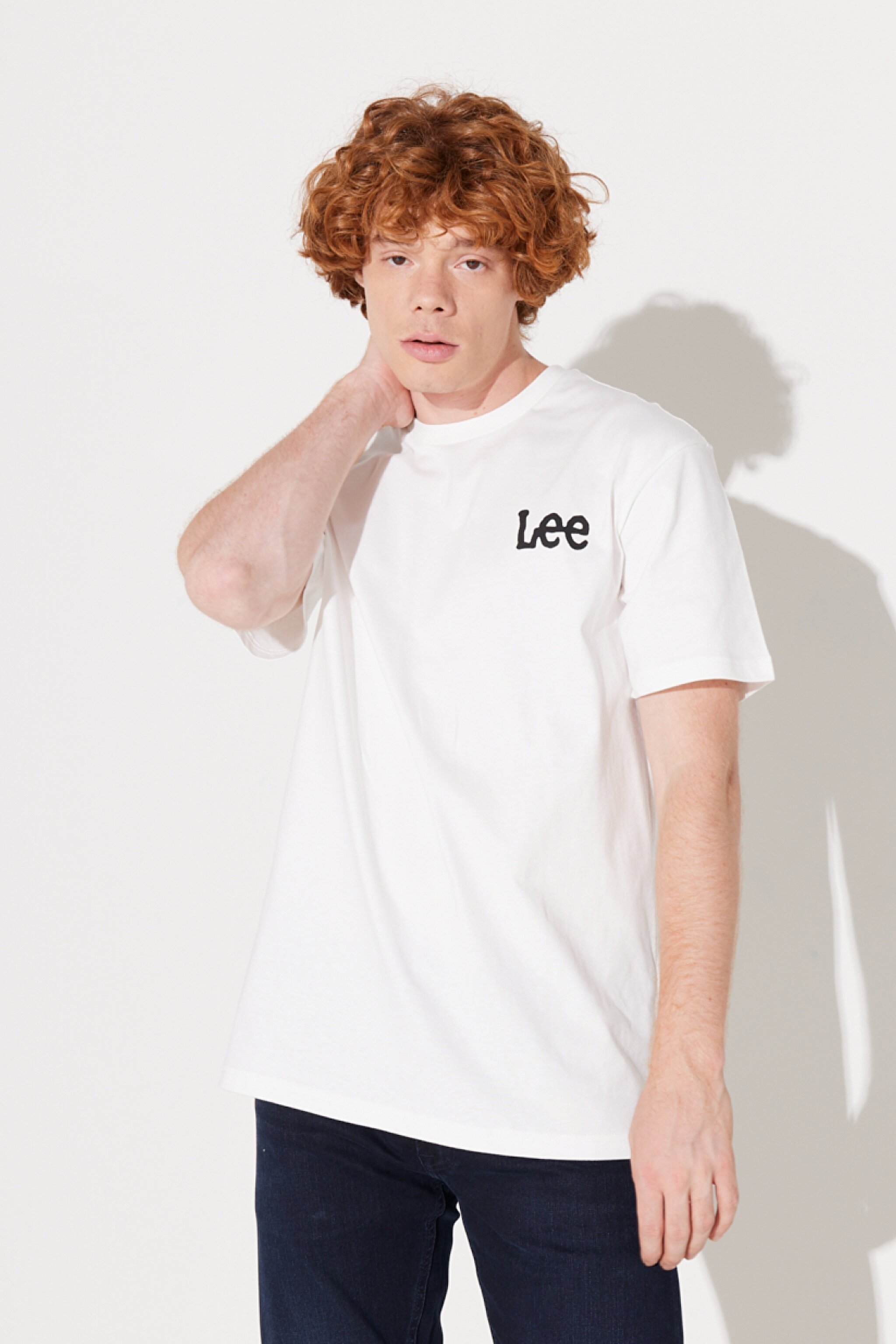 Loose Fit Rahat Kesim %100 Pamuk Bisiklet Yaka Kırık Beyaz Tişört - Off White-L231735102 (görsel 5)