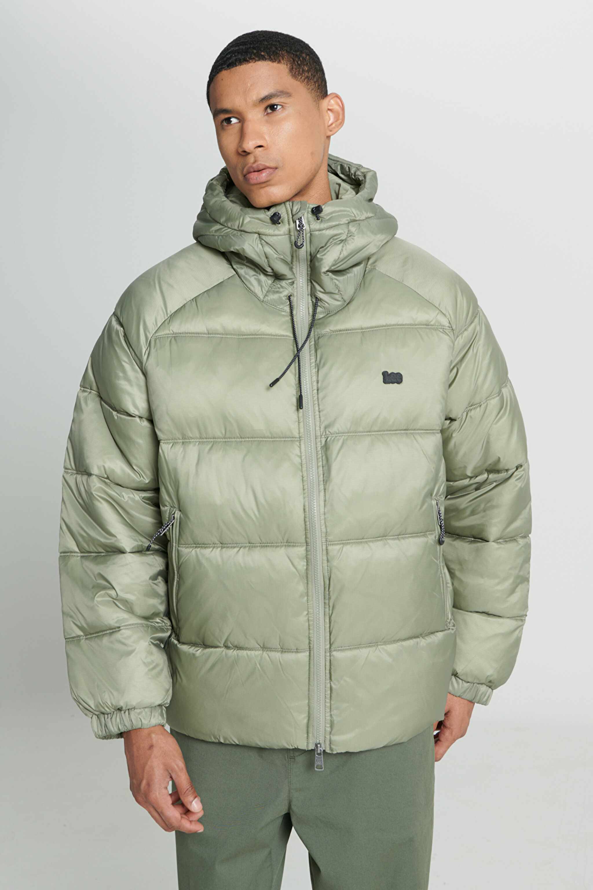 Regular Fit Normal Kesim Kapüşonlu Açık Yeşil Şişme Mont - Light Green-L232213299 (görsel 5)
