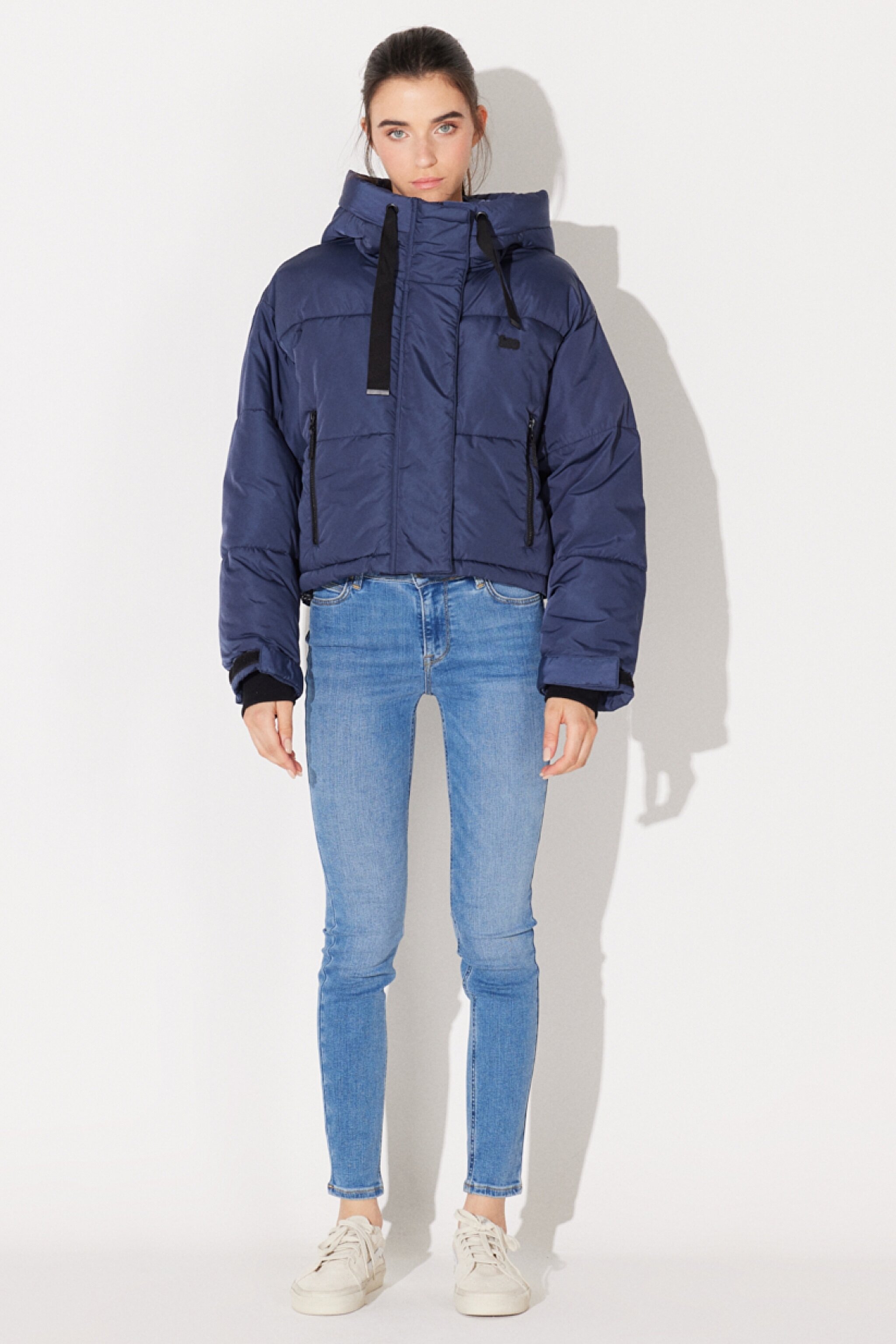 Regular Fit Normal Kesim Kapüşonlu Dik Yaka Lacivert Şişme Mont - Blue-L232233400 (görsel 5)