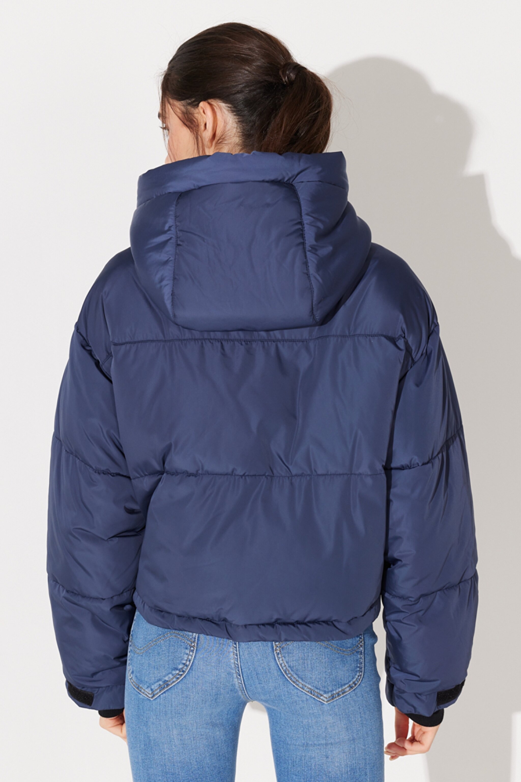 Regular Fit Normal Kesim Kapüşonlu Dik Yaka Lacivert Şişme Mont - Blue-L232233400 (görsel 6)
