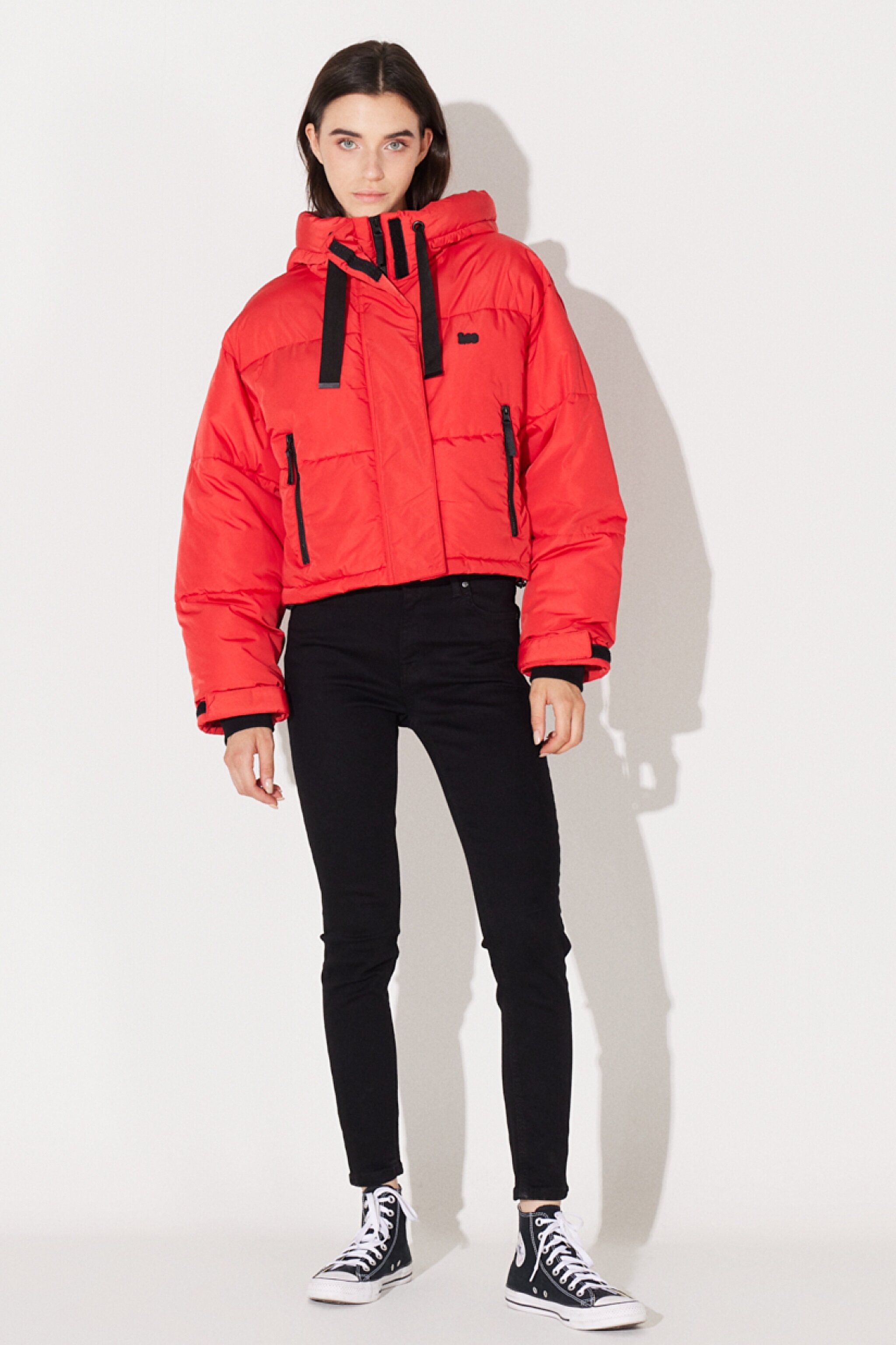 Regular Fit Normal Kesim Kapüşonlu Dik Yaka Kırmızı Şişme Mont - Red-L232233600 (görsel 6)
