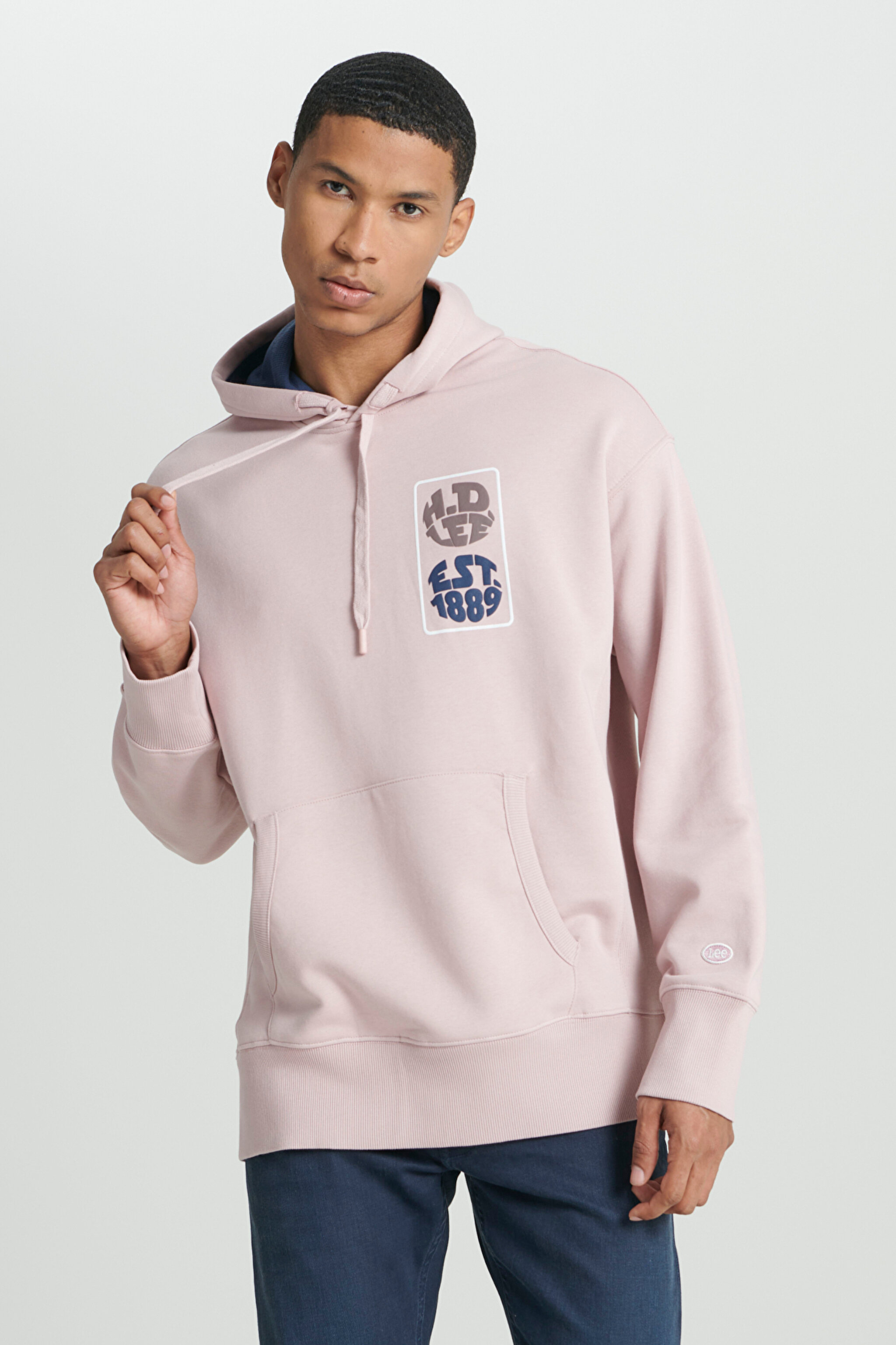 Loose Fit Rahat Kesim Kapüşonlu İçi Polarlı Sırt Baskılı Lila Sweatshirt